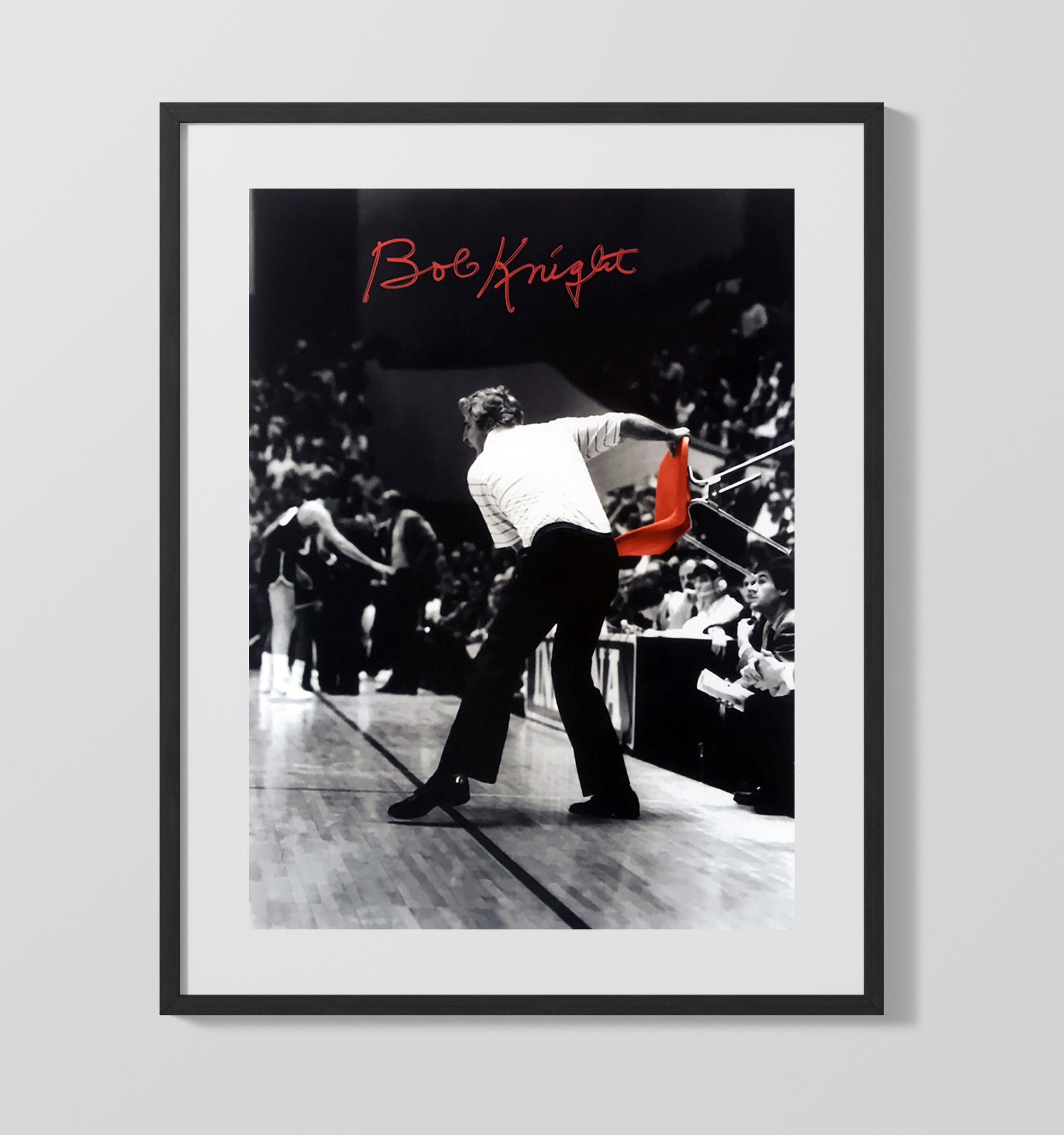 Indiana Basketball Bob Knight Chair Toss Legendary Moment College Basketball Wall Art 16x20 Gallery Frame college basketball wall art print