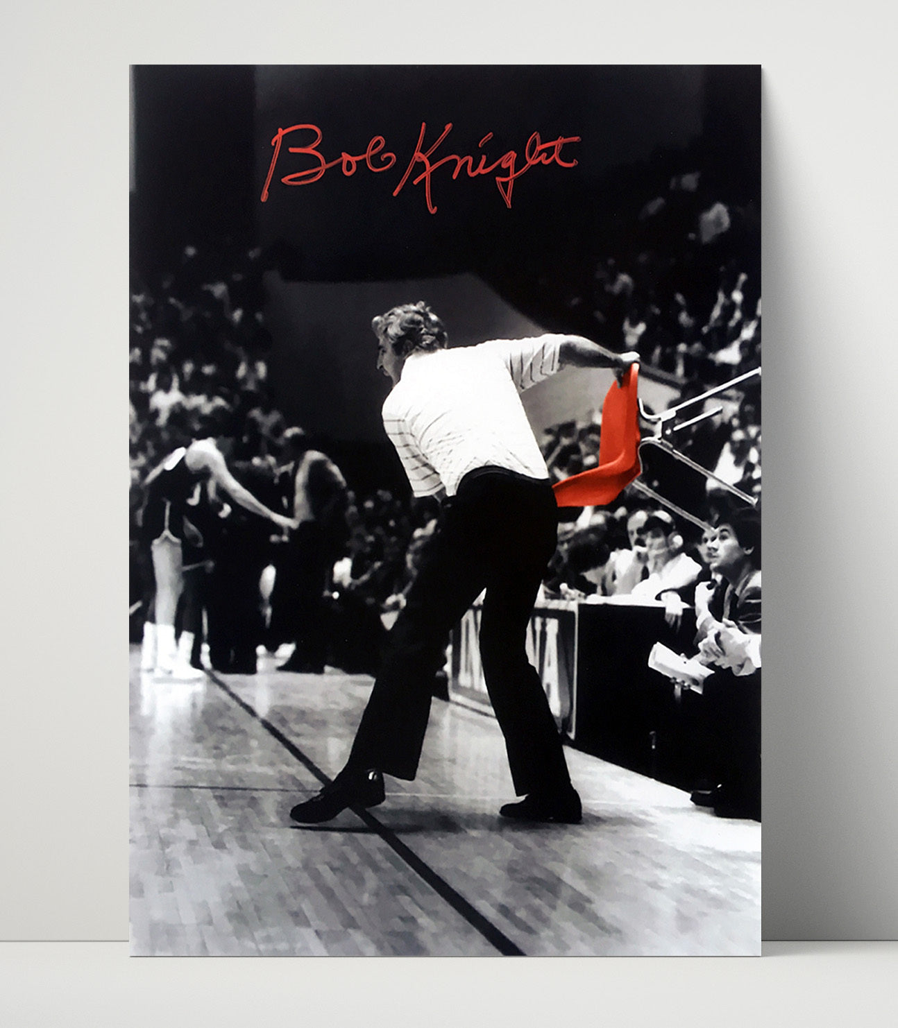 Indiana Basketball Bob Knight Chair Toss Legendary Moment College Basketball Wall Art 16x20 Unframed Print college basketball wall art print