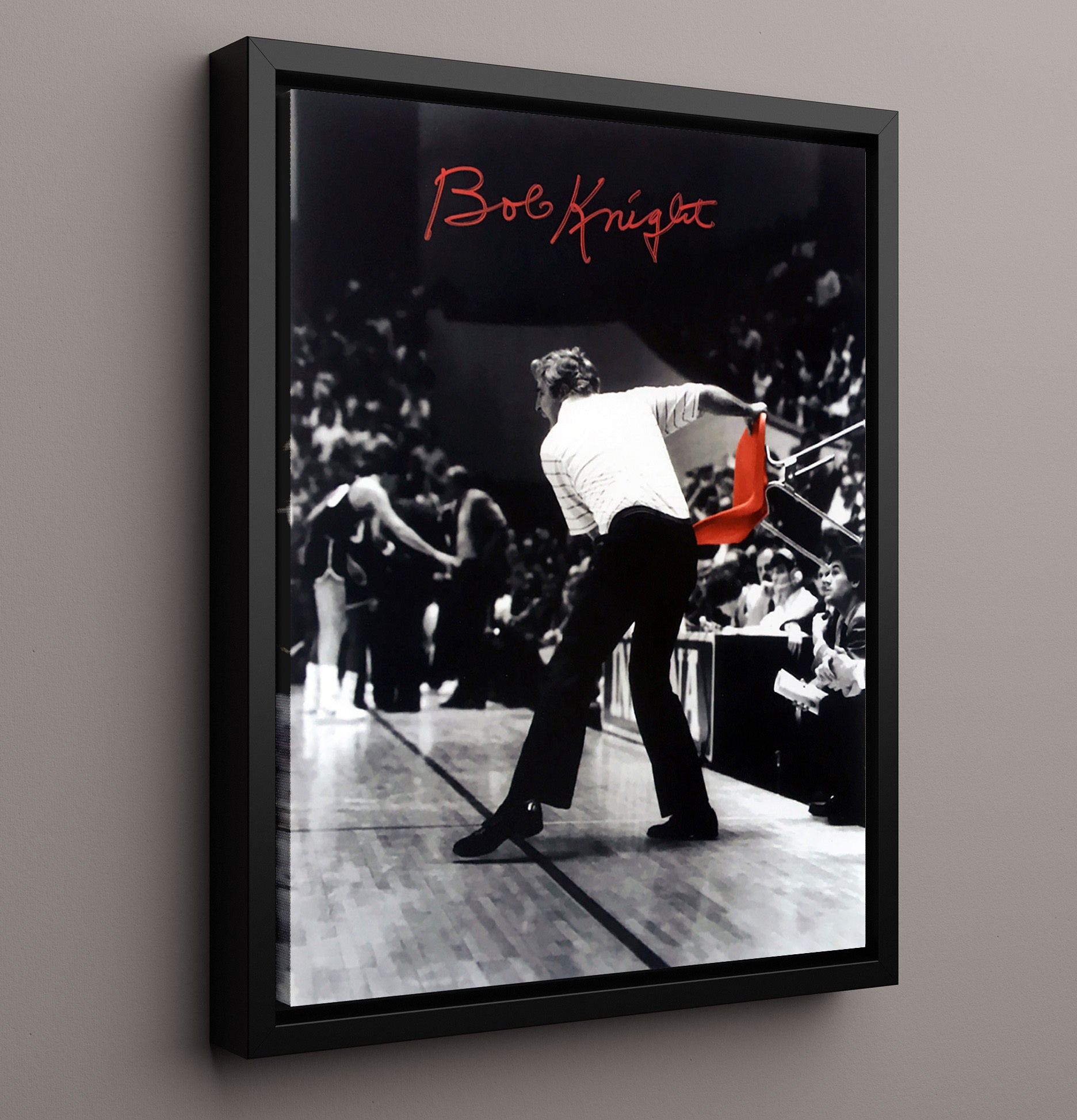 Indiana Basketball Bob Knight Chair Toss Legendary Moment College Basketball Wall Art 16x20 Framed Canvas college basketball wall art print