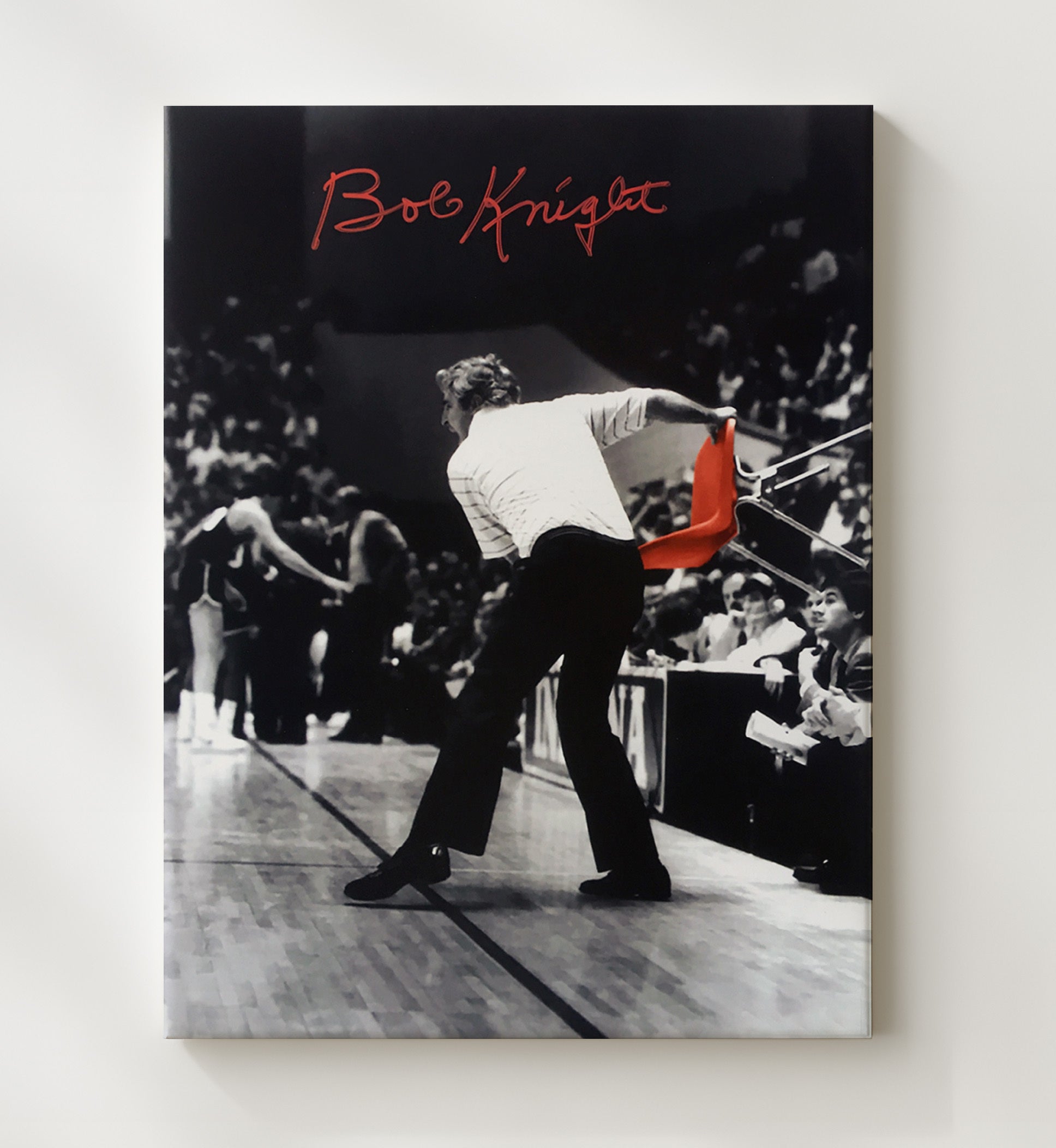 Indiana Basketball Bob Knight Chair Toss Legendary Moment College Basketball Wall Art 20x24 Canvas college basketball wall art print
