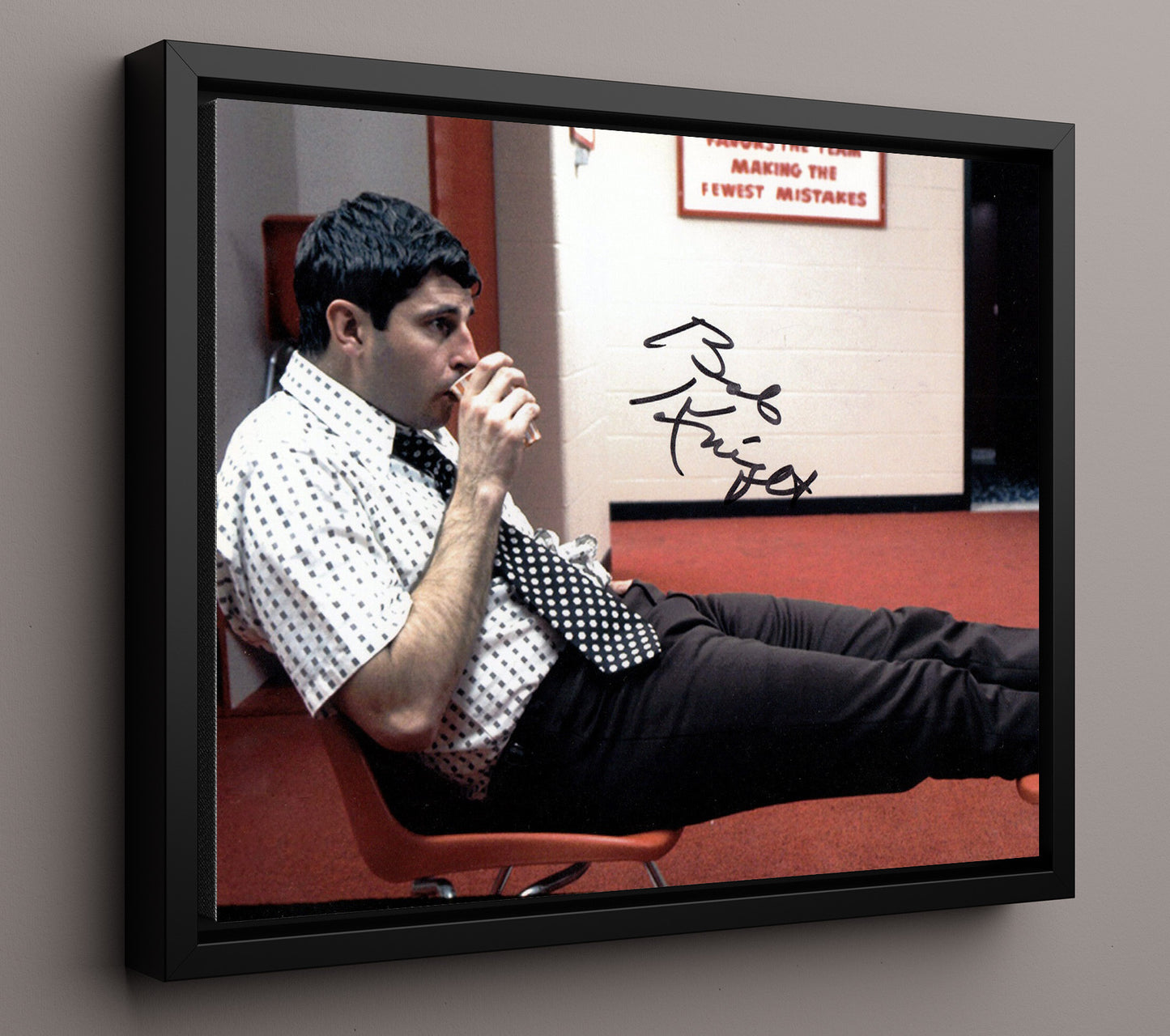 Indiana Basketball Bob Knight Locker Room Moment College Basketball Wall Art 16x20 Framed Canvas college basketball wall art print