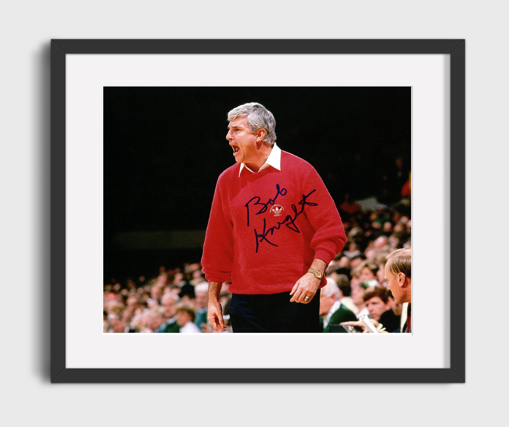 Indiana Basketball Bob Knight Sideline Coaching Intensity College Basketball Wall Art 16x20 Gallery Frame college basketball wall art print