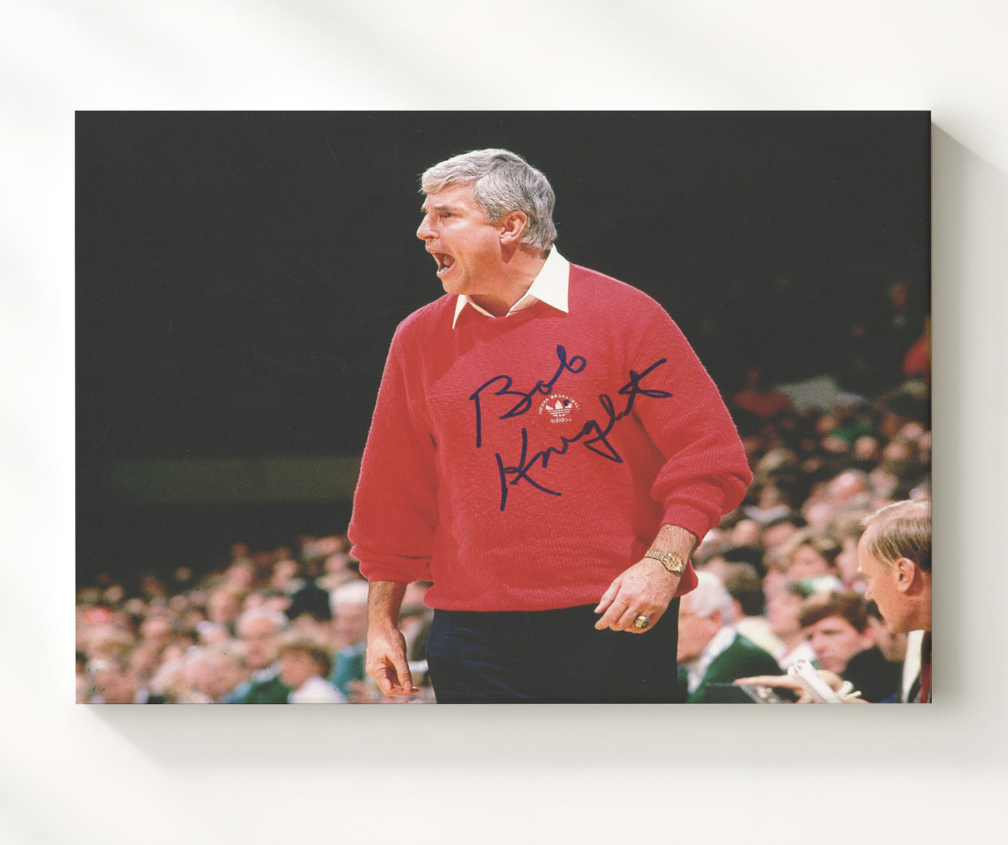 Indiana Basketball Bob Knight Sideline Coaching Intensity College Basketball Wall Art 20x24 Canvas college basketball wall art print