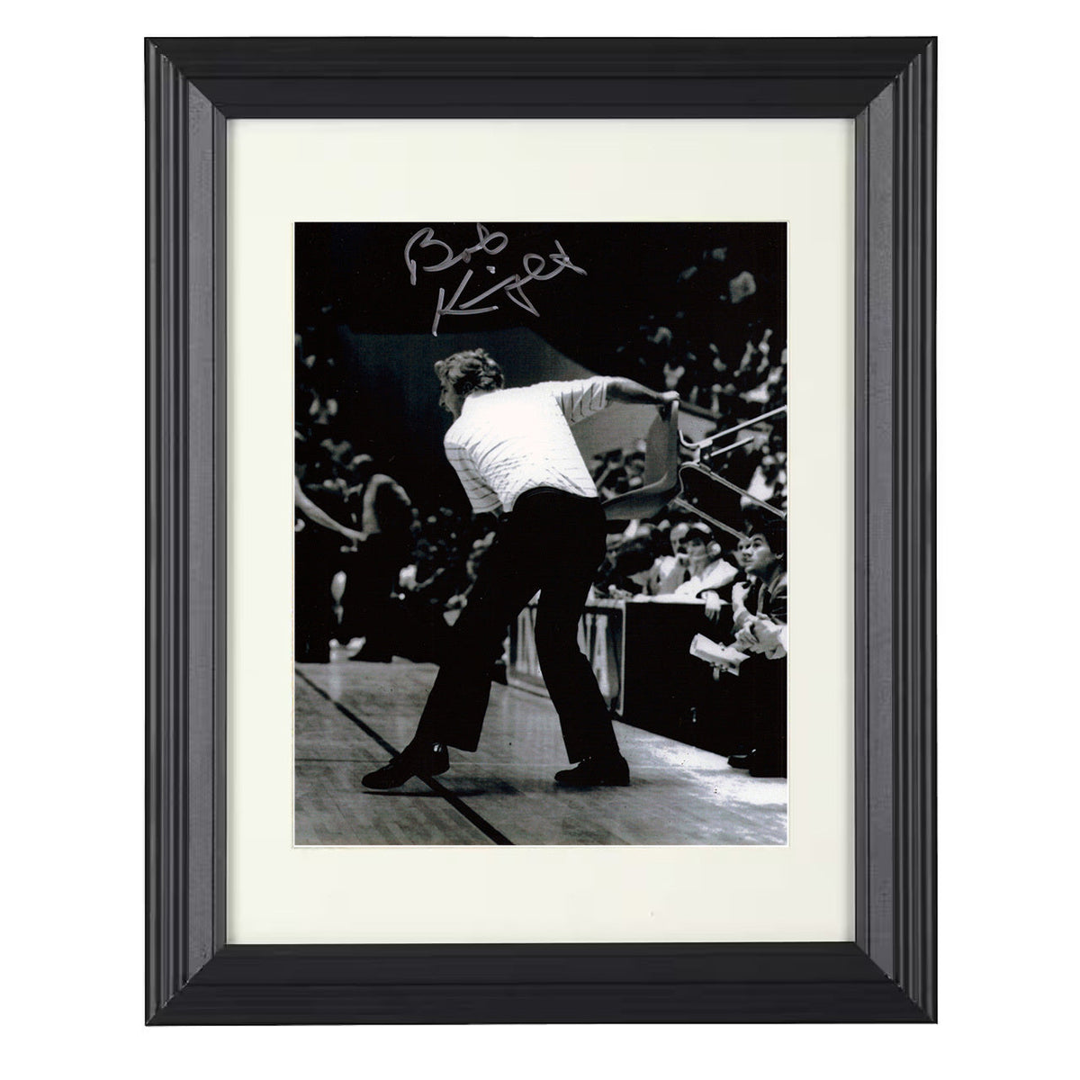 Indiana Basketball Bobby Knight Chair Toss Sideline Fury 8x10 Beveled Frame college basketball wall art