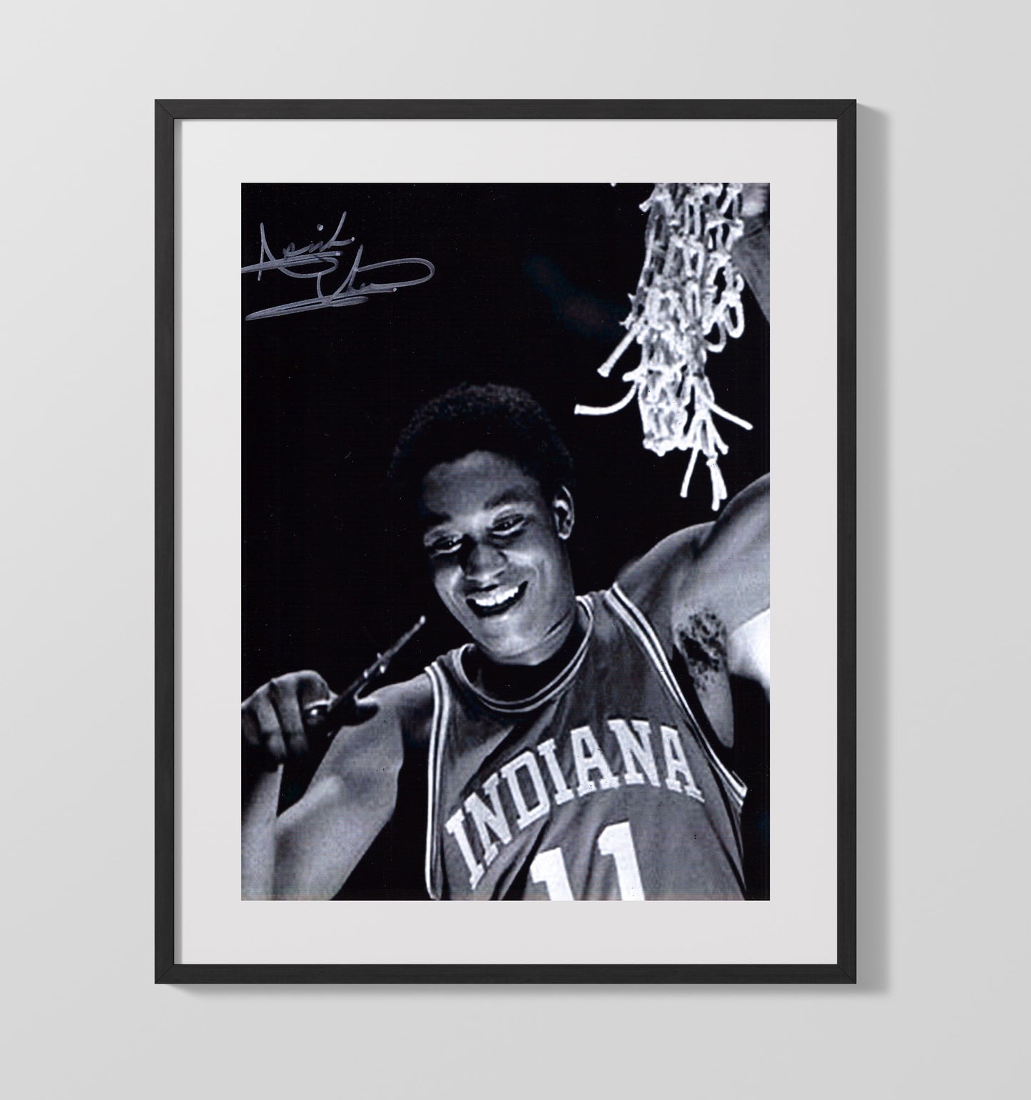 Indiana Basketball Isiah Thomas Net Cutting Championship Moment College Basketball Wall Art 16x20 Gallery Frame college basketball wall art print