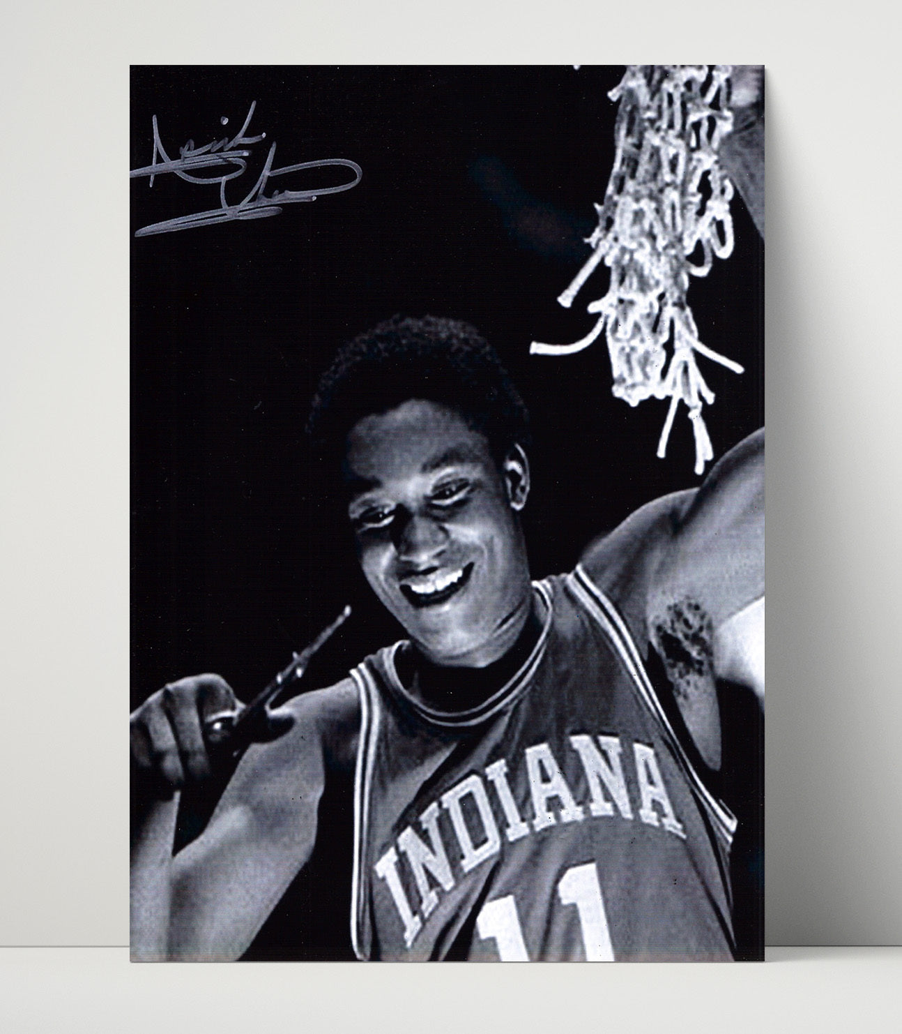 Indiana Basketball Isiah Thomas Net Cutting Championship Moment College Basketball Wall Art 16x20 Unframed Print college basketball wall art print