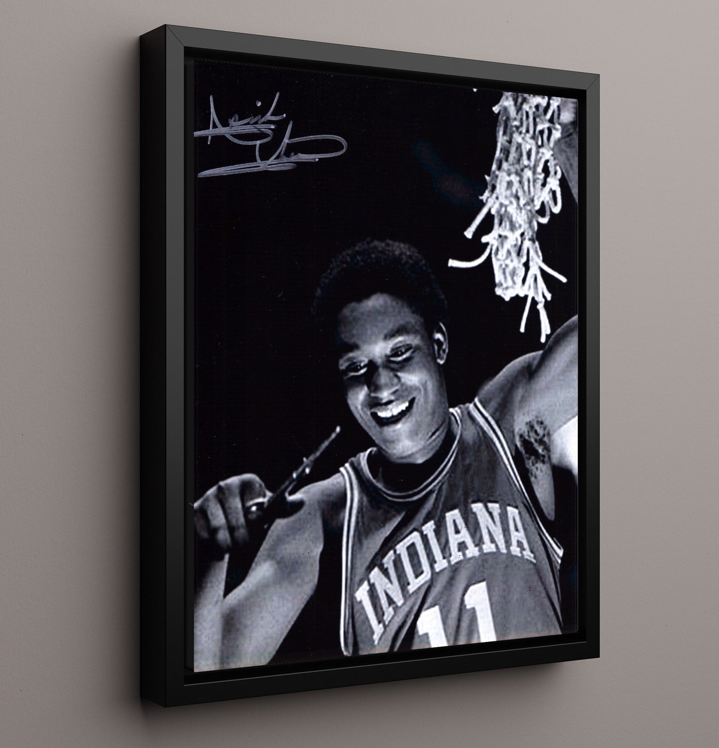 Indiana Basketball Isiah Thomas Net Cutting Championship Moment College Basketball Wall Art 16x20 Framed Canvas college basketball wall art print