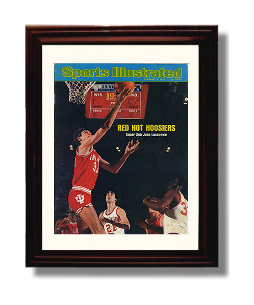 Indiana Basketball John Laskowski Red Hot Hoosiers Layup 1975 SI College Basketball Wall Art 8x10 Beveled Frame college basketball wall art print