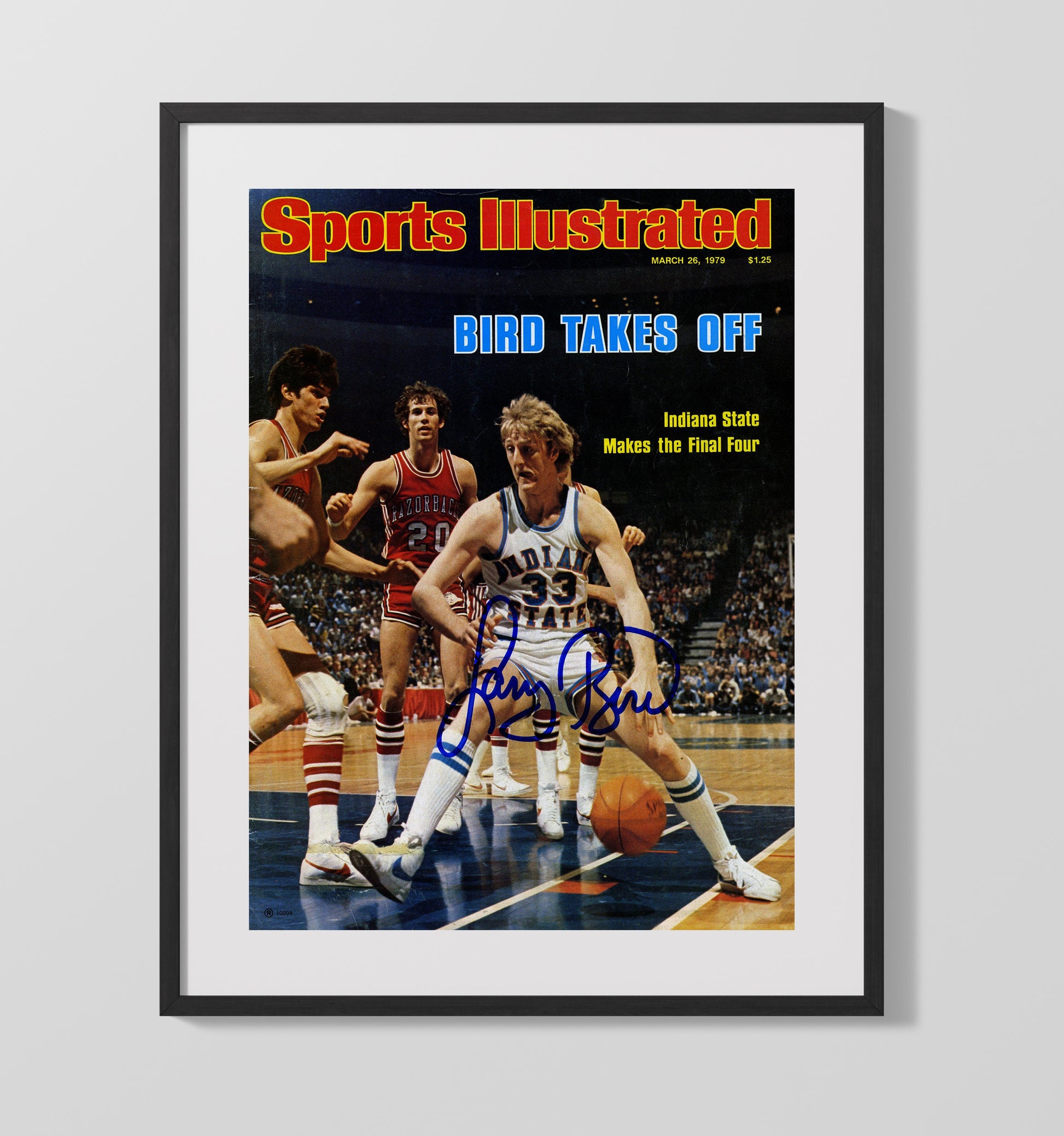 Indiana State Basketball Larry Bird SI Cover Breakout 1979 College Basketball Wall Art 16x20 Gallery Frame college basketball wall art print