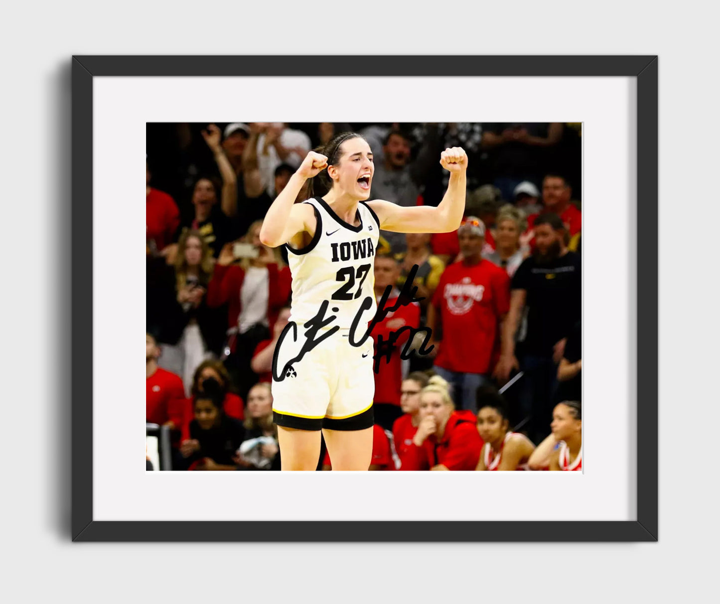 Iowa Basketball Caitlin Clark Celebration Pose College Basketball Wall Art 16x20 Gallery Frame college basketball wall art print