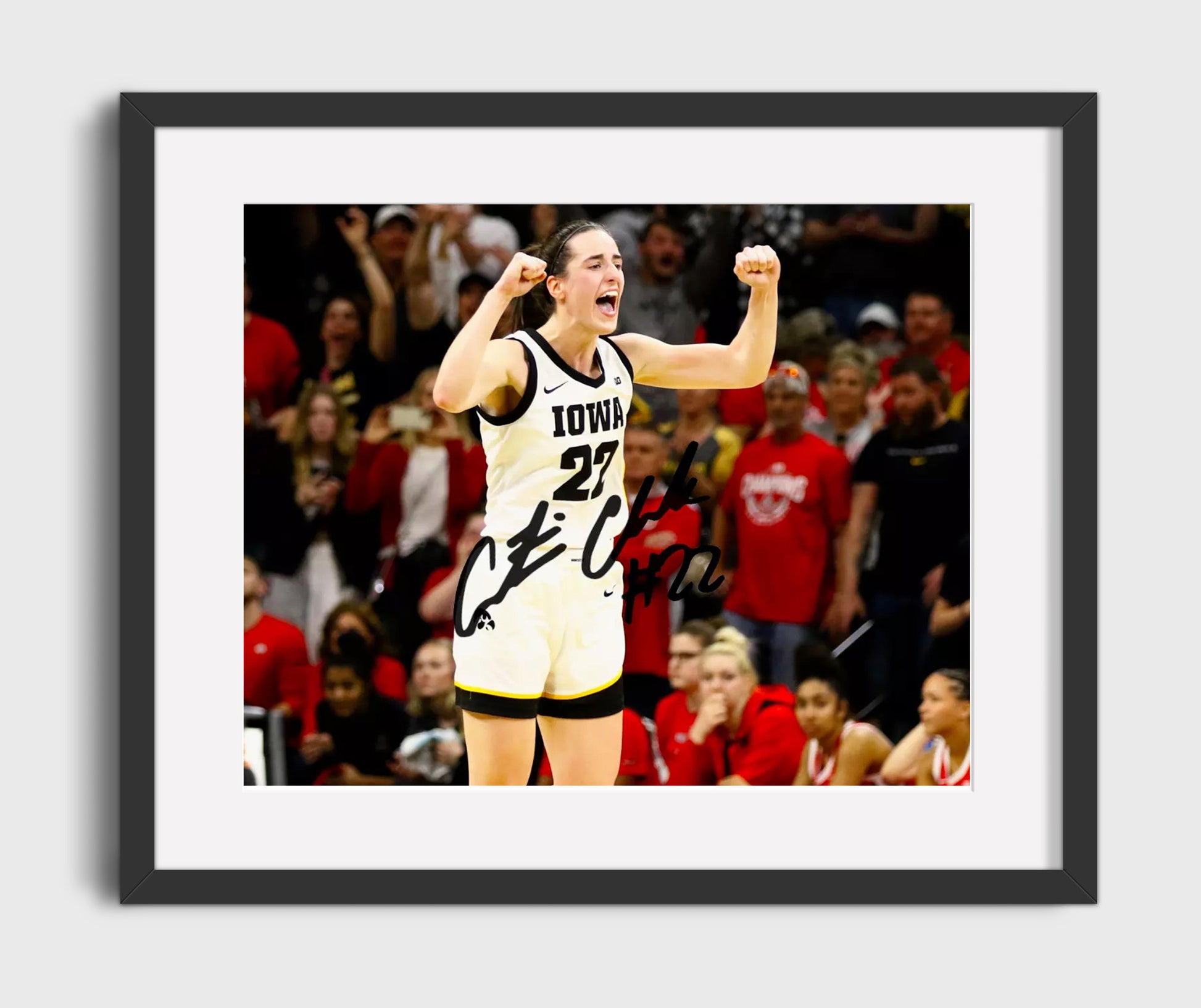 Iowa Basketball Caitlin Clark Celebration Pose College Basketball Wall Art 16x20 Gallery Frame college basketball wall art print