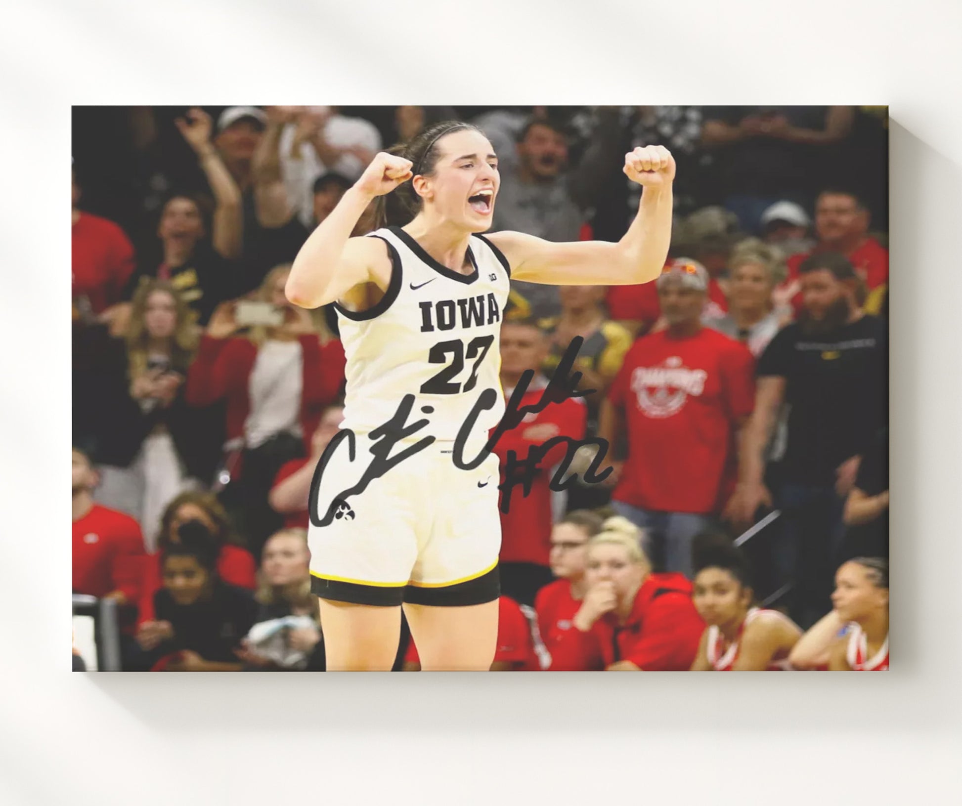 Iowa Basketball Caitlin Clark Celebration Pose College Basketball Wall Art 20x24 Canvas college basketball wall art print