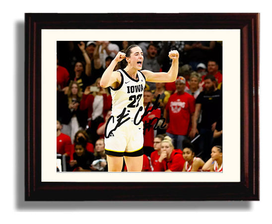 Iowa Basketball Caitlin Clark Celebration Pose College Basketball Wall Art 8x10 Beveled Frame college basketball wall art print
