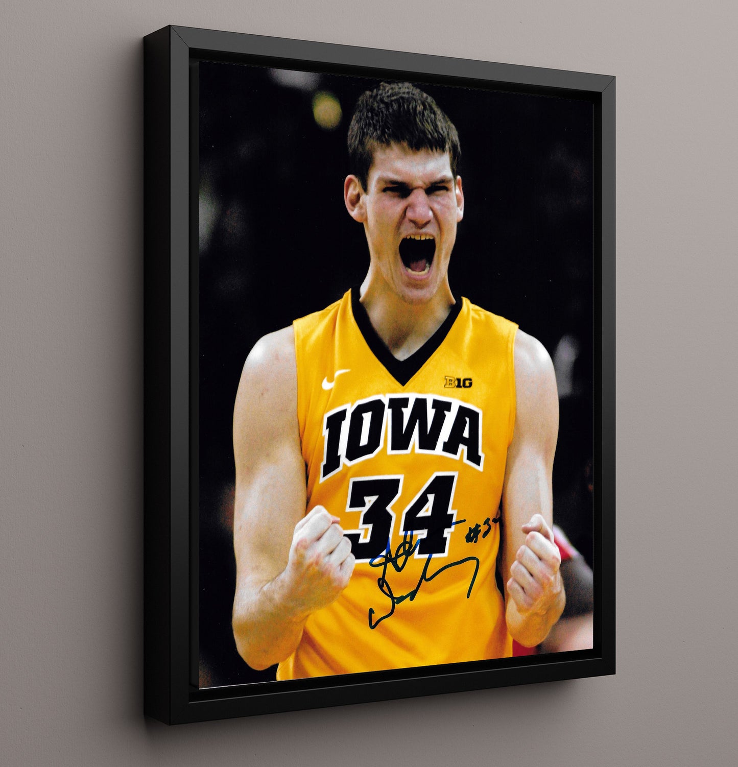 Iowa Basketball Woodbury Emotional Roar Intensity College Basketball Wall Art 16x20 Framed Canvas college basketball wall art print