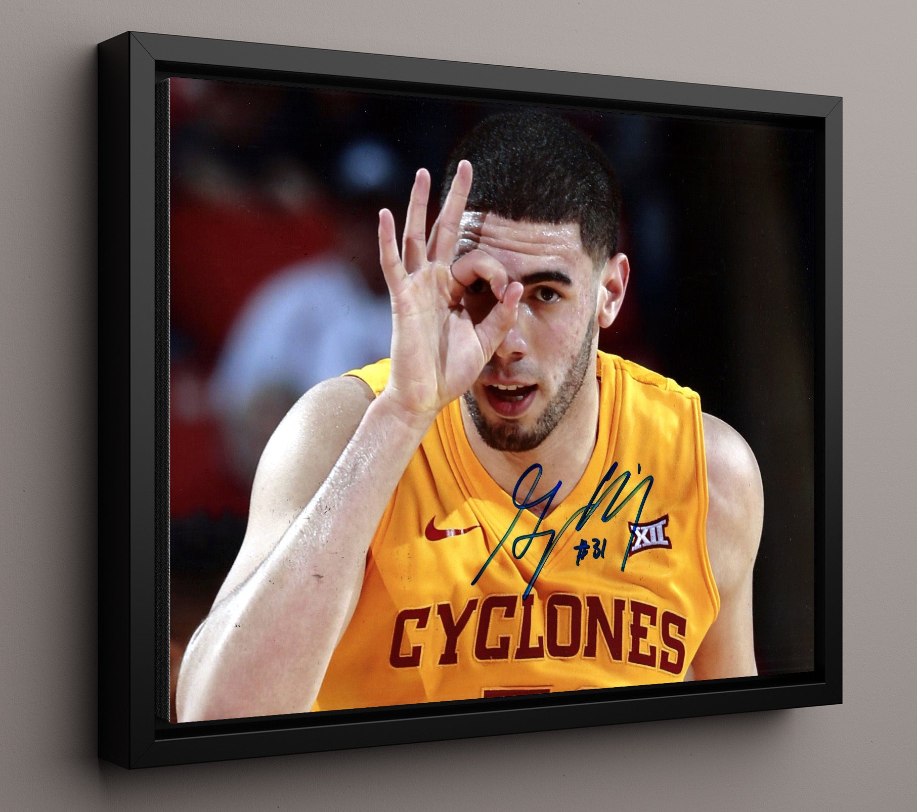 Iowa State Basketball Georges Niang Celebration Pose College Basketball Wall Art 16x20 Framed Canvas college basketball wall art print