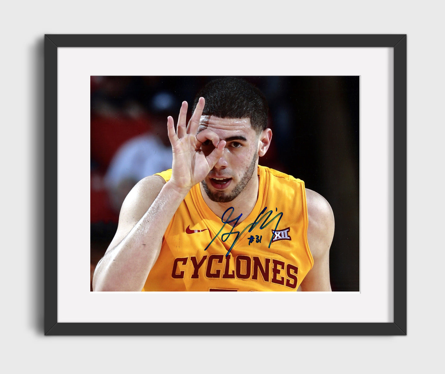 Iowa State Basketball Georges Niang Celebration Pose College Basketball Wall Art 16x20 Gallery Frame college basketball wall art print