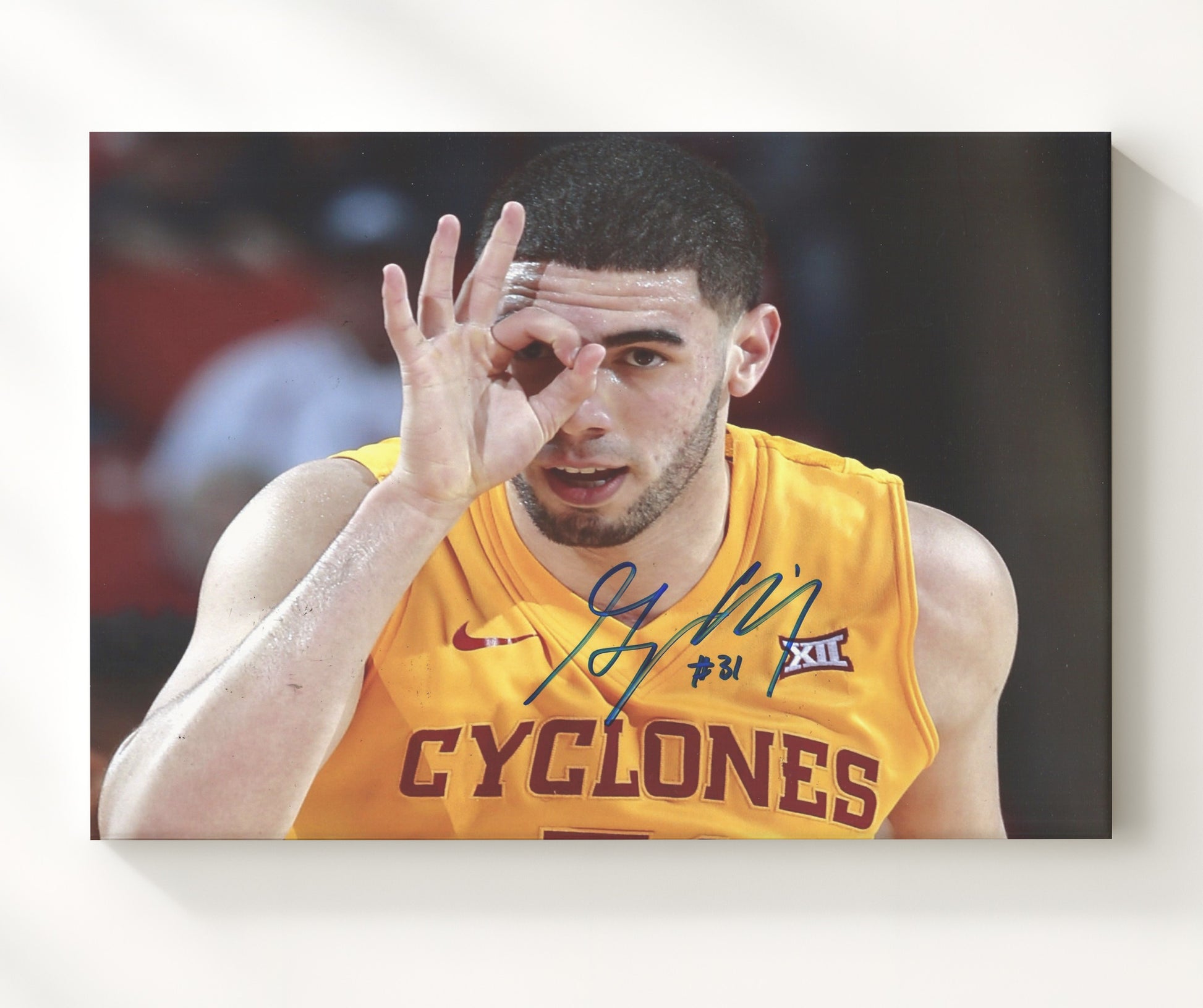 Iowa State Basketball Georges Niang Celebration Pose College Basketball Wall Art 20x24 Canvas college basketball wall art print