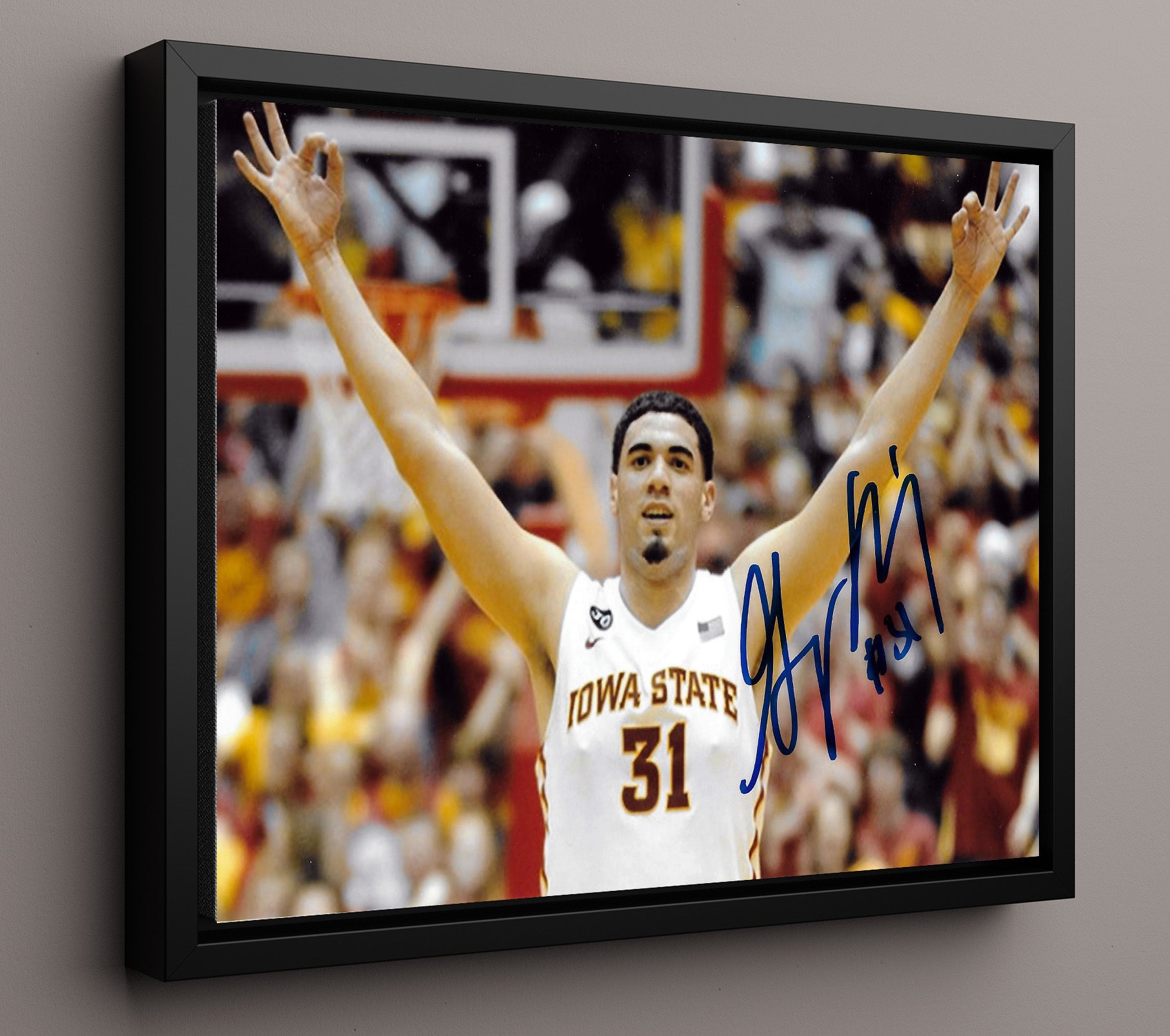 Iowa State Basketball Georges Niang Post Move College Basketball Wall Art 16x20 Framed Canvas college basketball wall art print