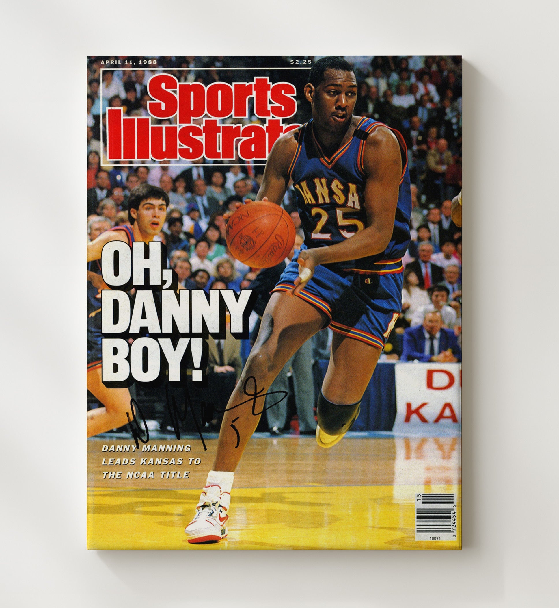 Kansas Basketball Danny Manning SI Cover Title Run 1988 College Basketball Wall Art 20x24 Canvas college basketball wall art print