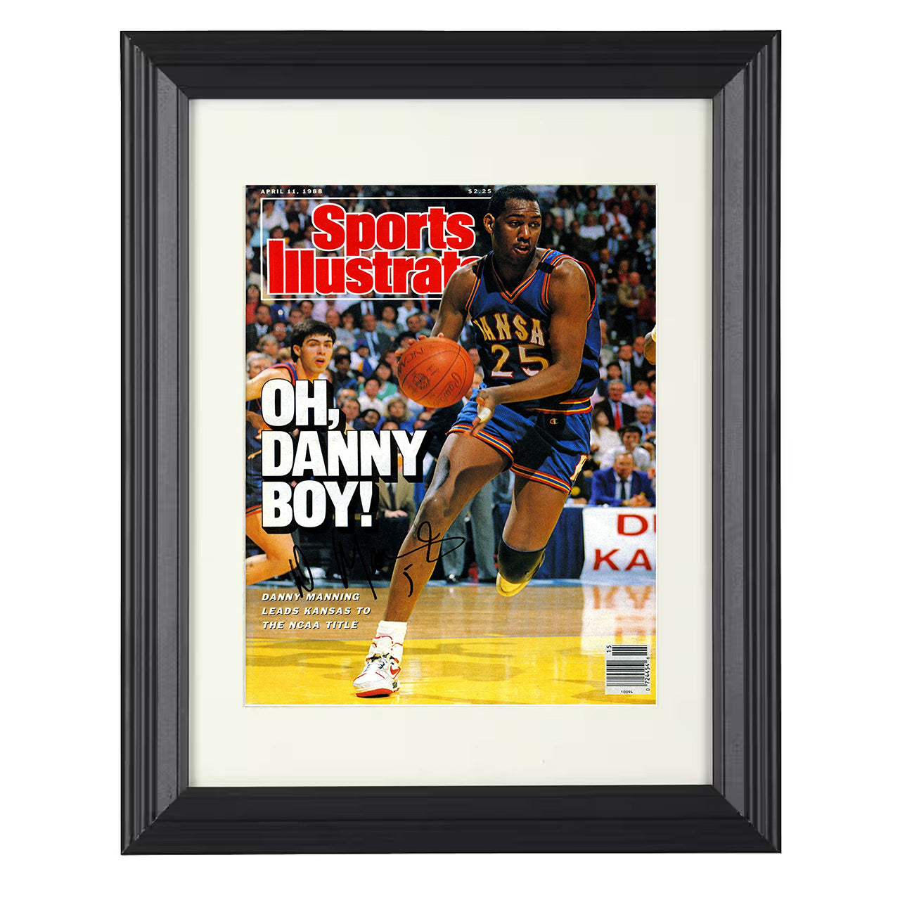 Kansas – Danny Manning Title Run 1988 SI – 8x10 black beveled framed college basketball wall art