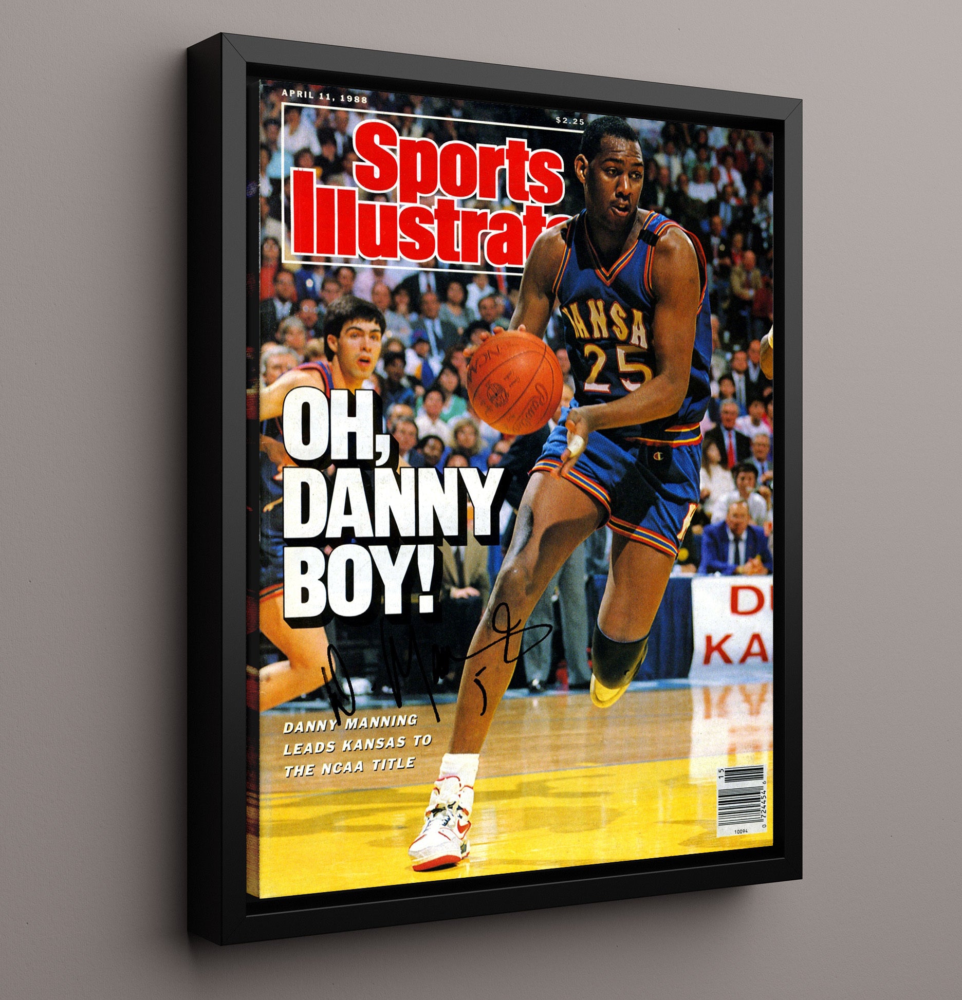 Kansas Basketball Danny Manning SI Cover Title Run 1988 College Basketball Wall Art 16x20 Framed Canvas college basketball wall art print