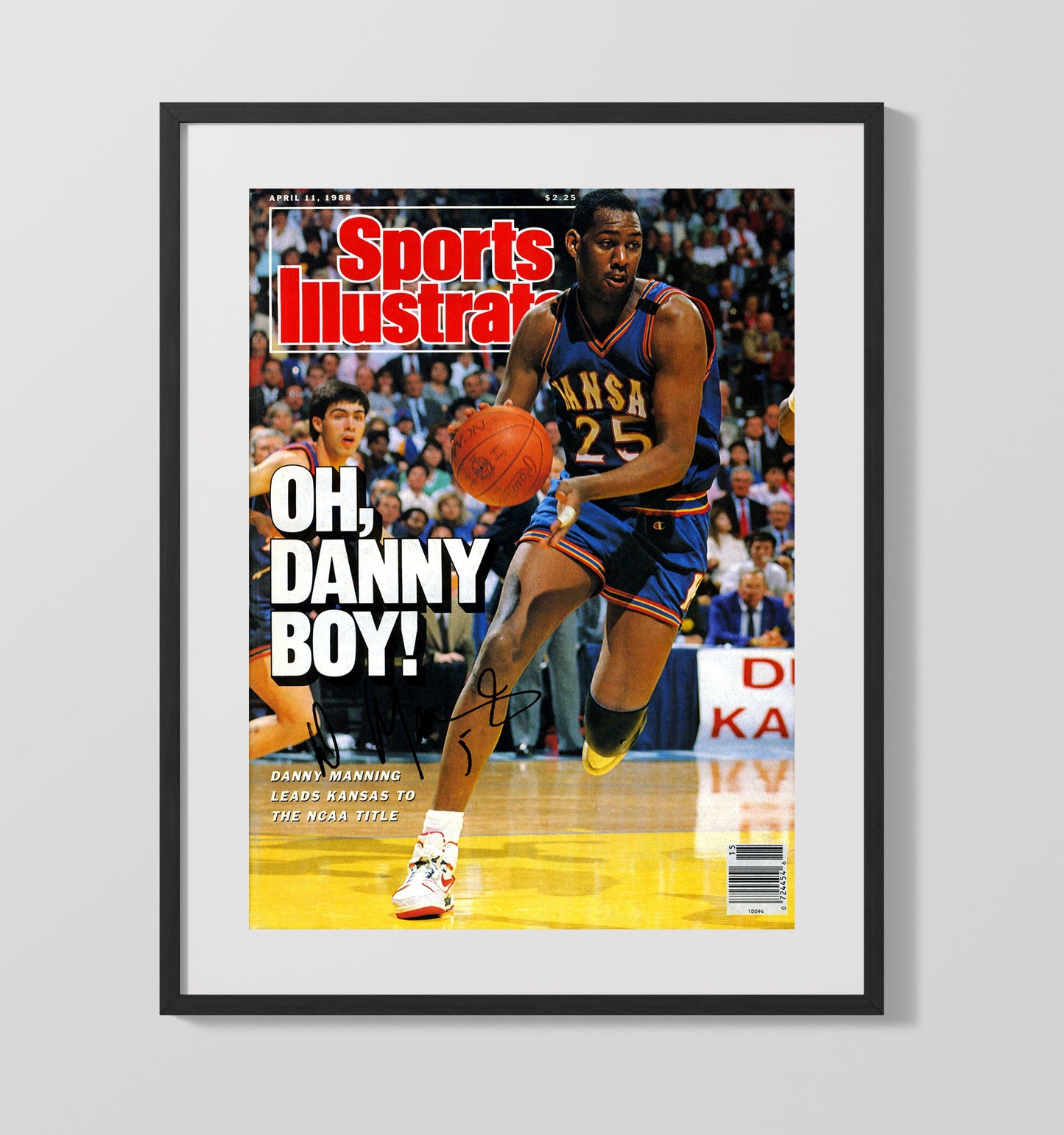 Kansas Basketball Danny Manning SI Cover Title Run 1988 College Basketball Wall Art 16x20 Gallery Frame college basketball wall art print