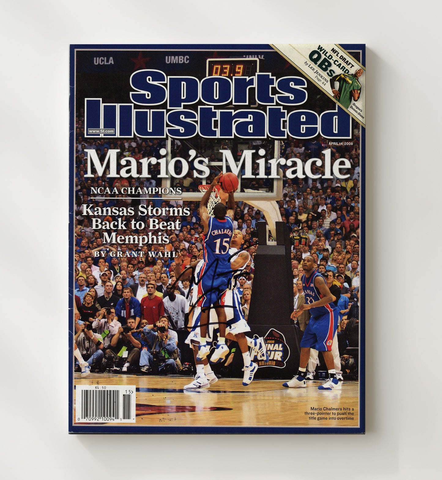 Kansas Basketball Mario Chalmers Miracle Championship Shot Legacy 2008 SI College Basketball Wall Art 20x24 Canvas college basketball wall art print