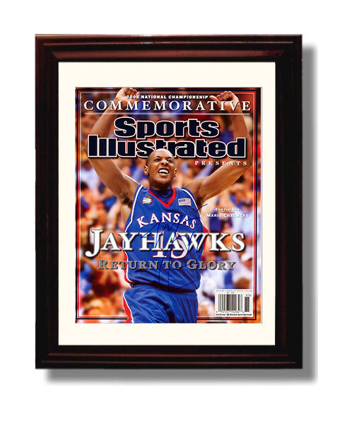 Kansas Basketball Mario Chalmers SI Cover Championship Hero 2008 College Basketball Wall Art 8x10 Beveled Frame college basketball wall art print