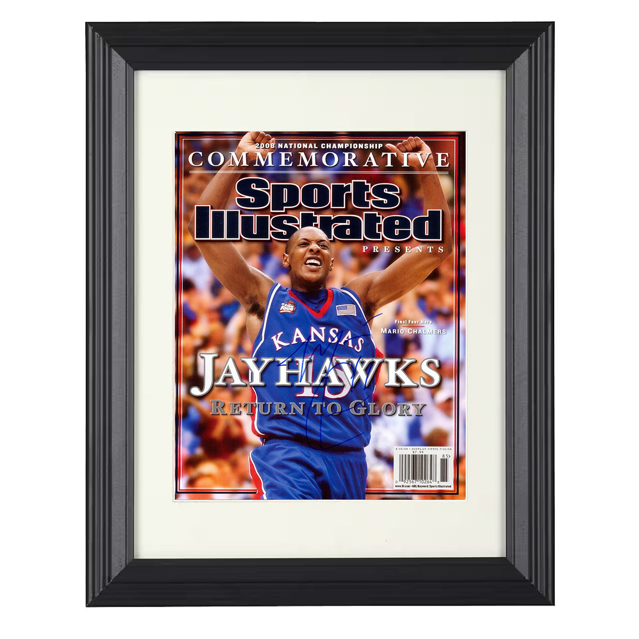 Kansas – Mario Chalmers Championship Hero 2008 SI – 8x10 black beveled framed college basketball wall art