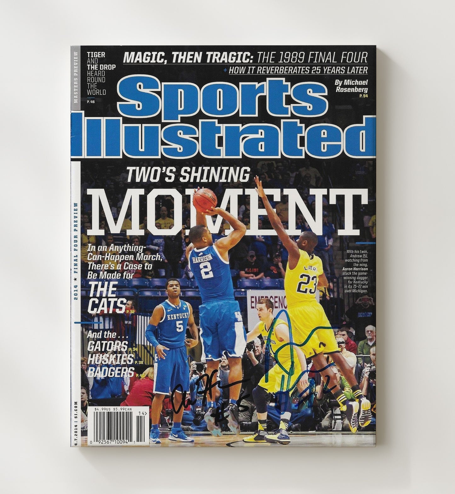Kentucky Basketball Aaron Harrison Clutch Final Four Shot SI 2014 College Basketball Wall Art 20x24 Canvas college basketball wall art print