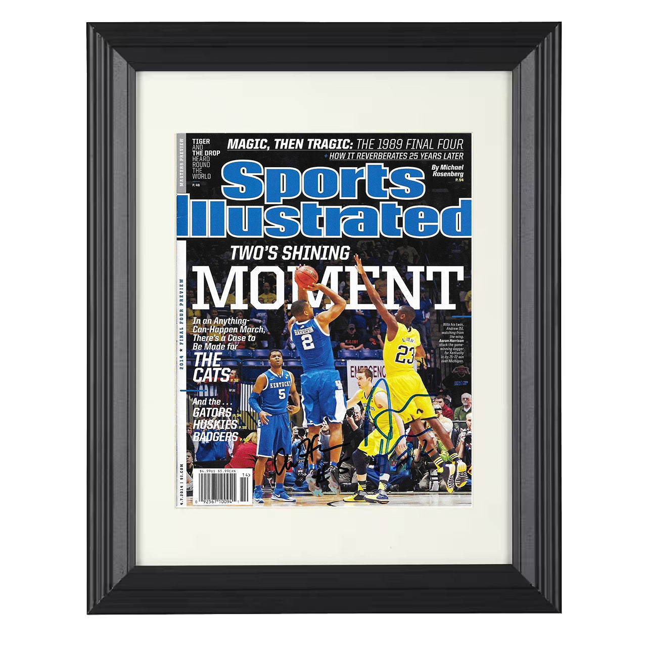 Kentucky – Aaron Harrison Clutch Final Four Shot 2014 SI – 8x10 black beveled framed college basketball wall art