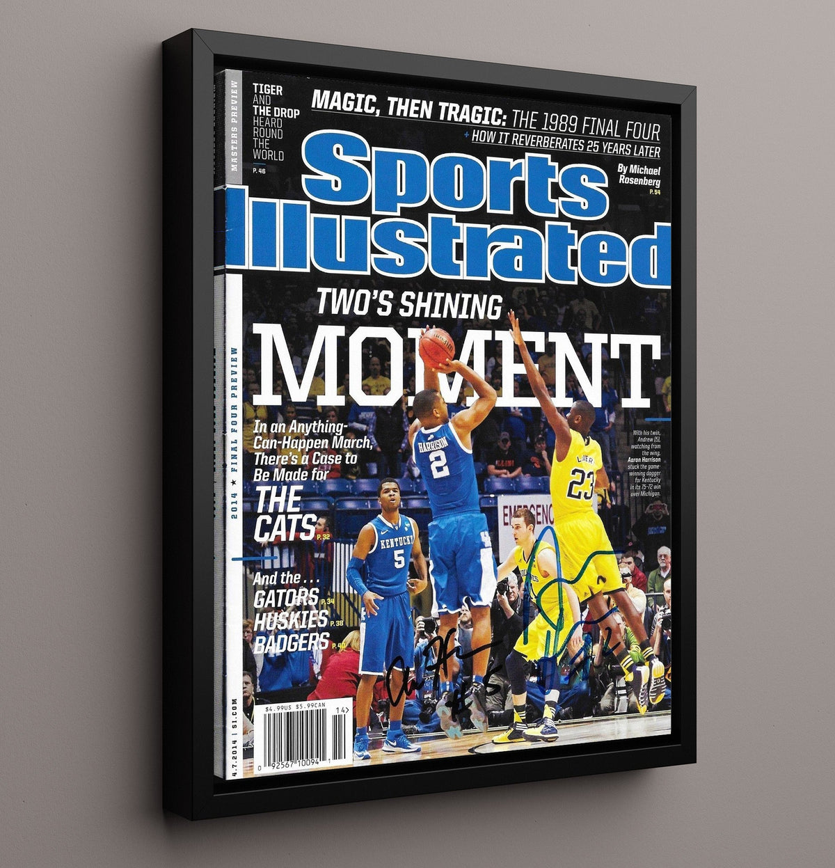 Kentucky Basketball Aaron Harrison Clutch Final Four Shot SI 2014 8x10 Framed Canvas college basketball wall art