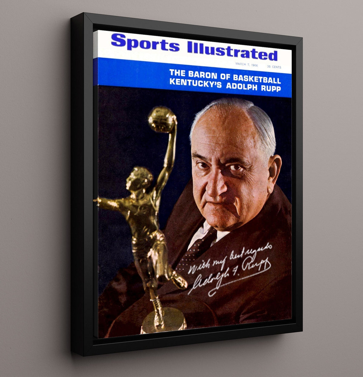 Kentucky Basketball Adolph Rupp Baron of SI 1966 8x10 Framed Canvas college basketball wall art