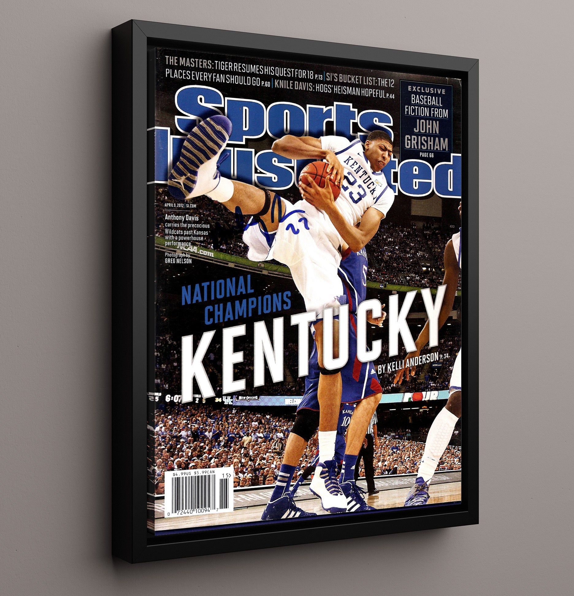 Kentucky Basketball Anthony Davis Wildcats National Championship Dominant Interior Force 2012 SI College Basketball Wall Art 16x20 Framed Canvas college basketball wall art print