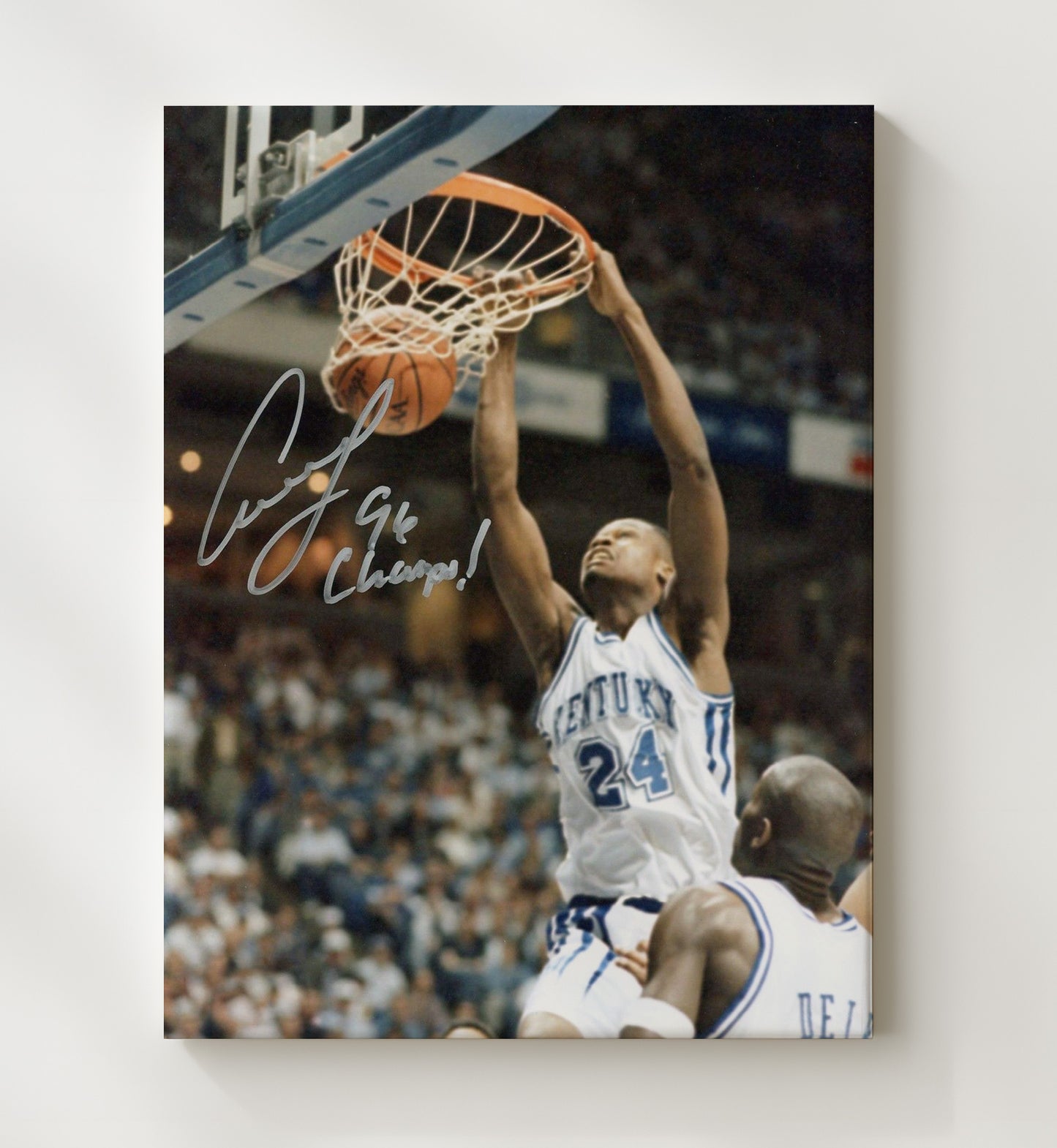 Kentucky Basketball Antoine Walker Rim Attack Finish College Basketball Wall Art 20x24 Canvas college basketball wall art print