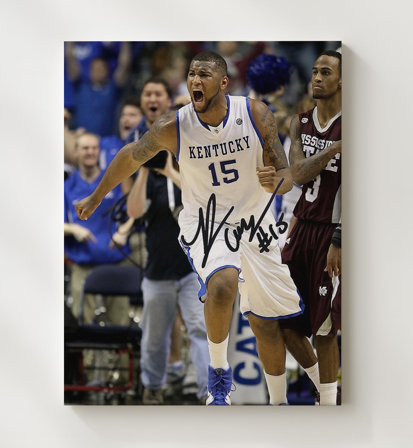 Kentucky Basketball DeMarcus Cousins Power Drive College Basketball Wall Art 20x24 Canvas college basketball wall art print