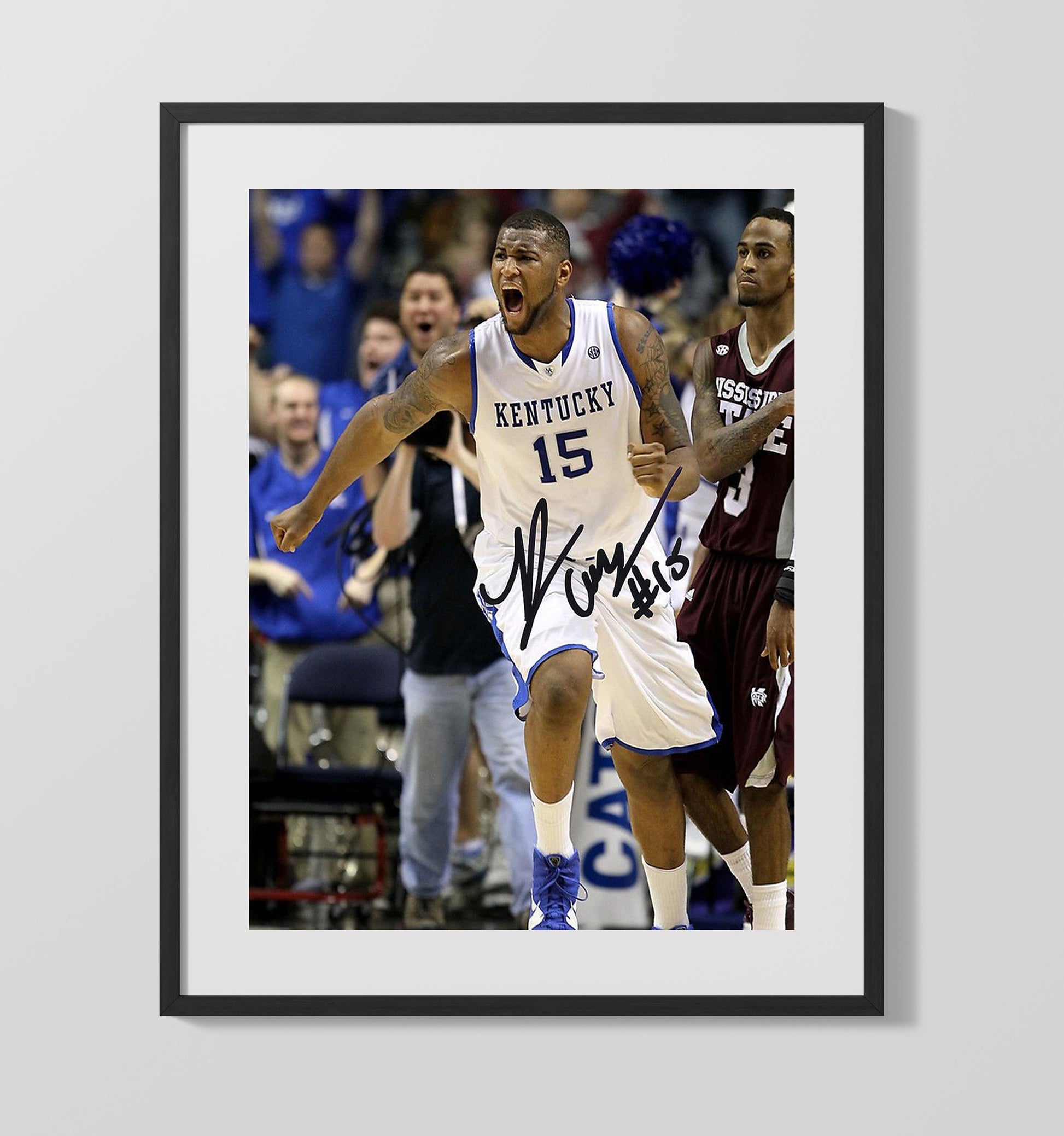 Kentucky Basketball DeMarcus Cousins Power Drive College Basketball Wall Art 16x20 Gallery Frame college basketball wall art print