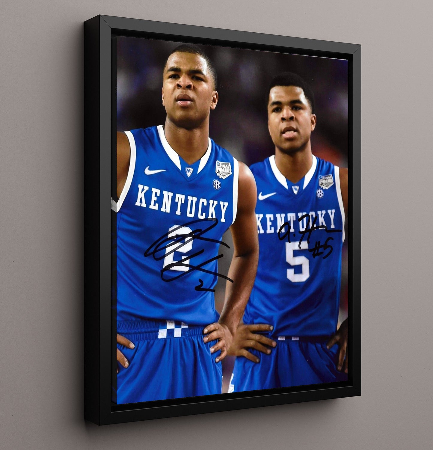 Kentucky Basketball Harrison Twins Double Threat Presence College Basketball Wall Art 16x20 Framed Canvas college basketball wall art print