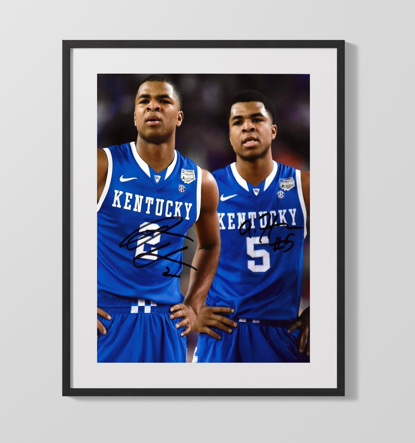 Kentucky Basketball Harrison Twins Double Threat Presence College Basketball Wall Art 16x20 Gallery Frame college basketball wall art print