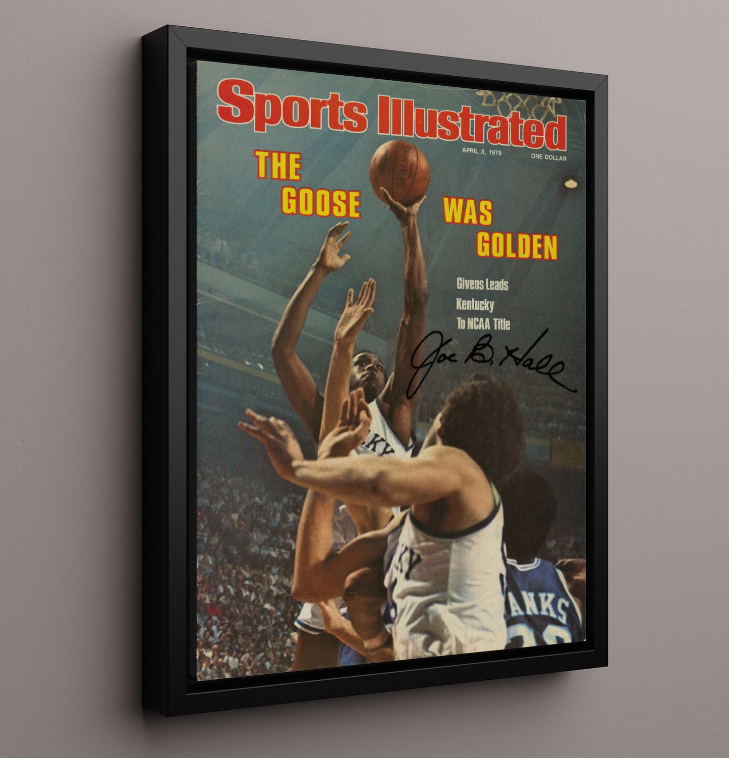 Kentucky Basketball Jack Givens Championship Shot NCAA Title 1978 SI College Basketball Wall Art 16x20 Framed Canvas college basketball wall art print