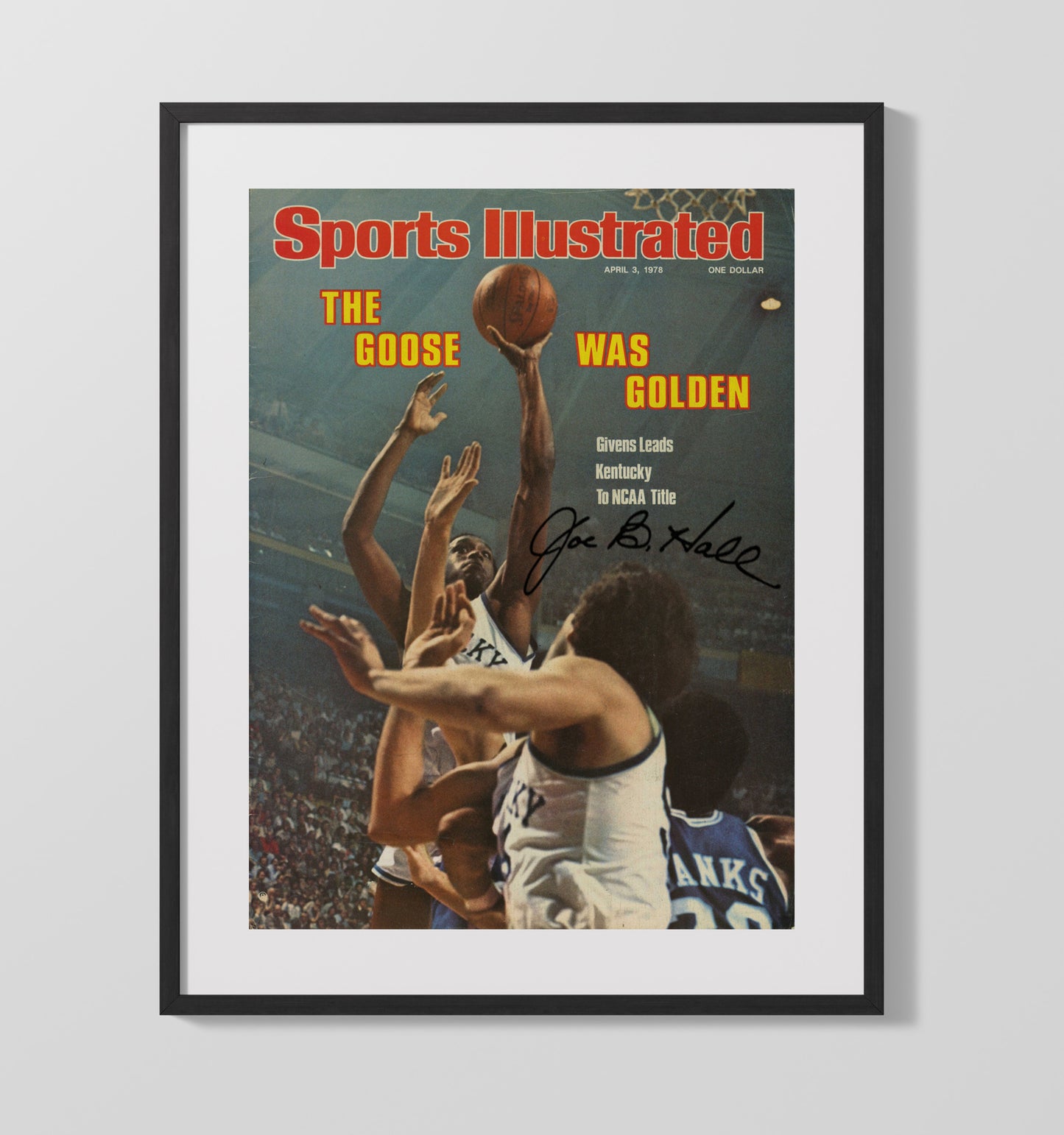Kentucky Basketball Jack Givens Championship Shot NCAA Title 1978 SI College Basketball Wall Art 16x20 Gallery Frame college basketball wall art print