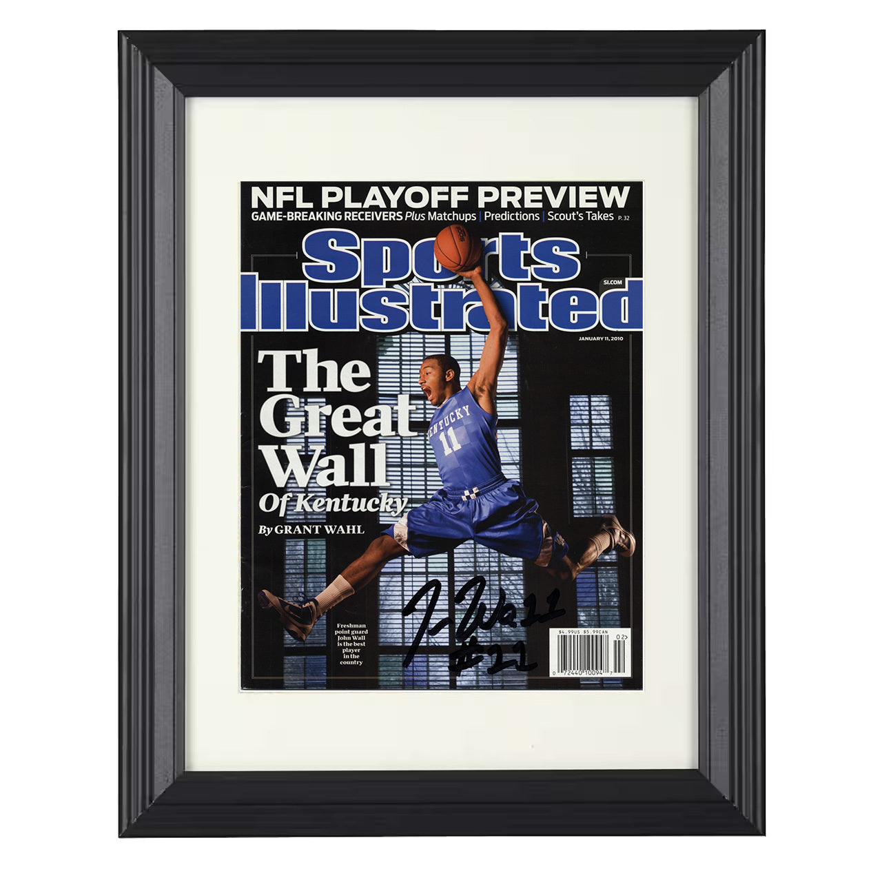 Kentucky – John Wall Great Wall Feature 2010 SI – 8x10 black beveled framed college basketball wall art