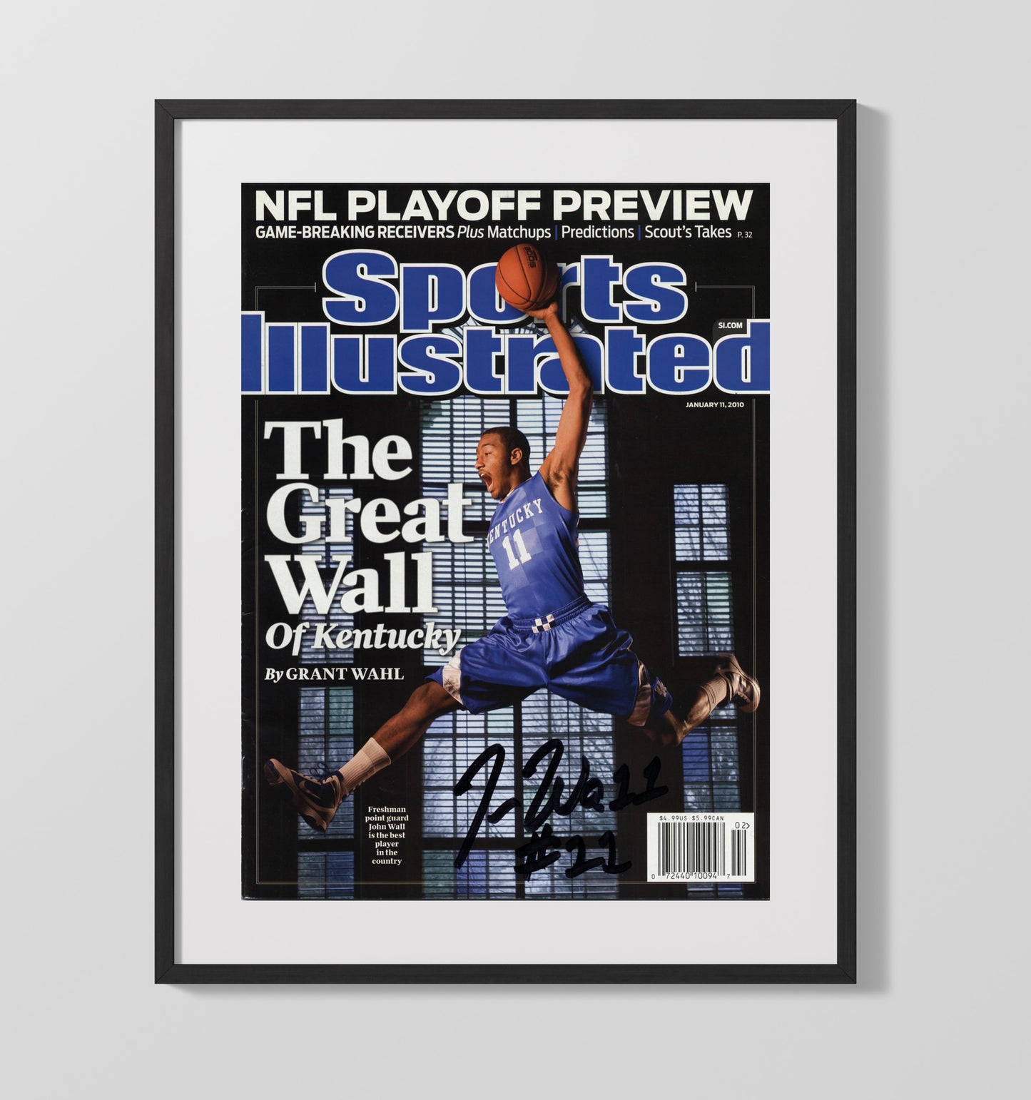 Kentucky Basketball John Wall Great Wall Feature SI 2010 College Basketball Wall Art 16x20 Gallery Frame college basketball wall art print