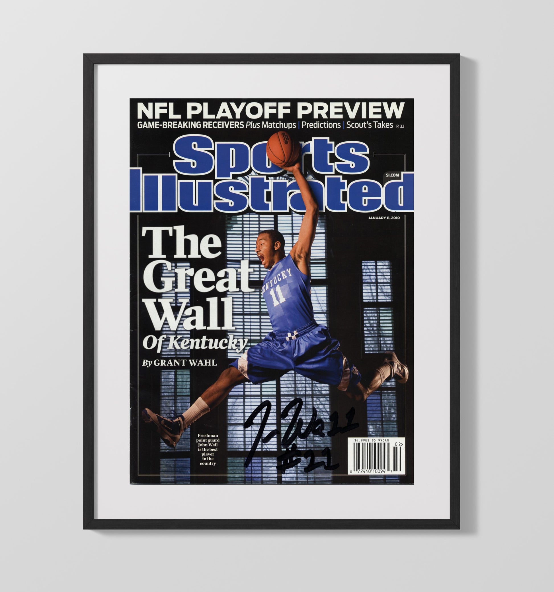 Kentucky Basketball John Wall Great Wall Feature SI 2010 College Basketball Wall Art 16x20 Gallery Frame college basketball wall art print
