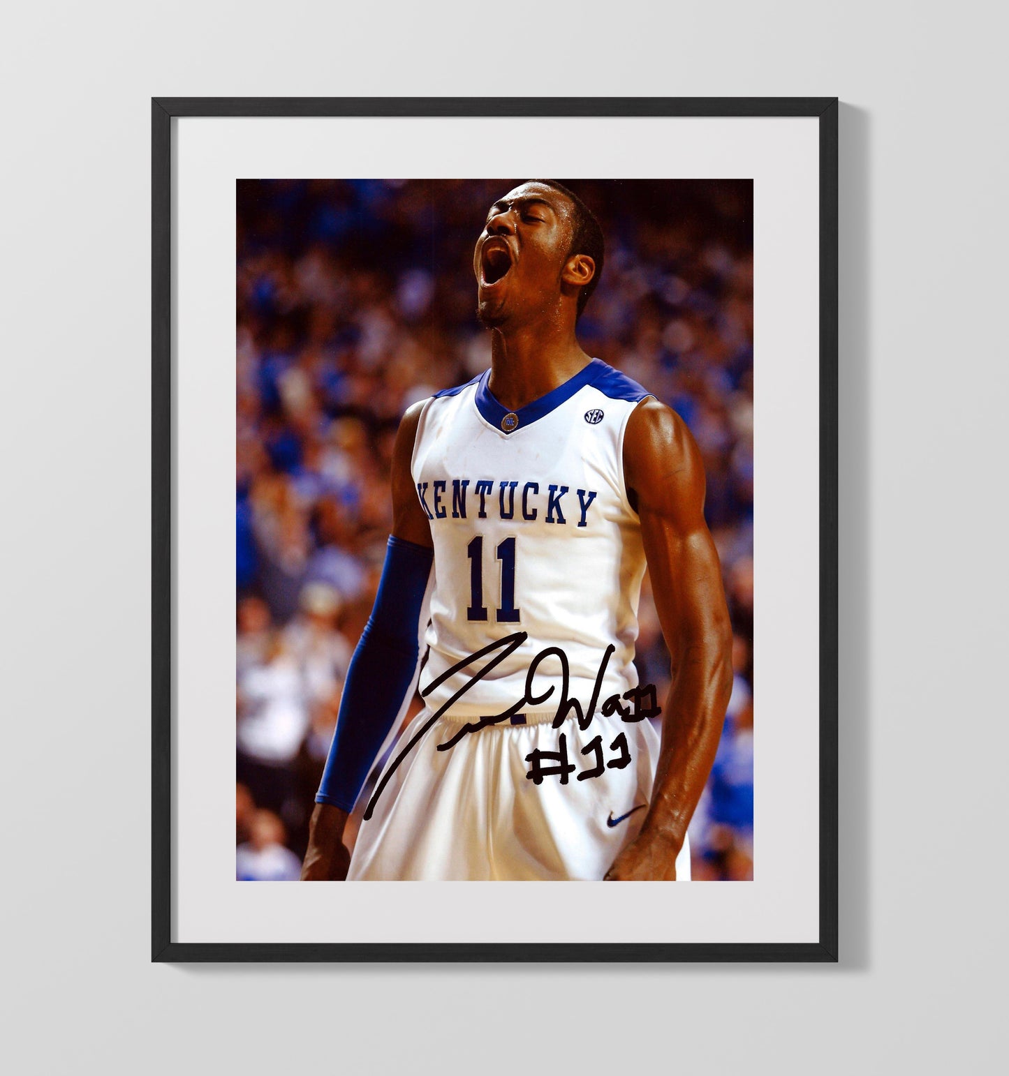 Kentucky Basketball John Wall Roaring Wildcat Energy College Basketball Wall Art 16x20 Gallery Frame college basketball wall art print