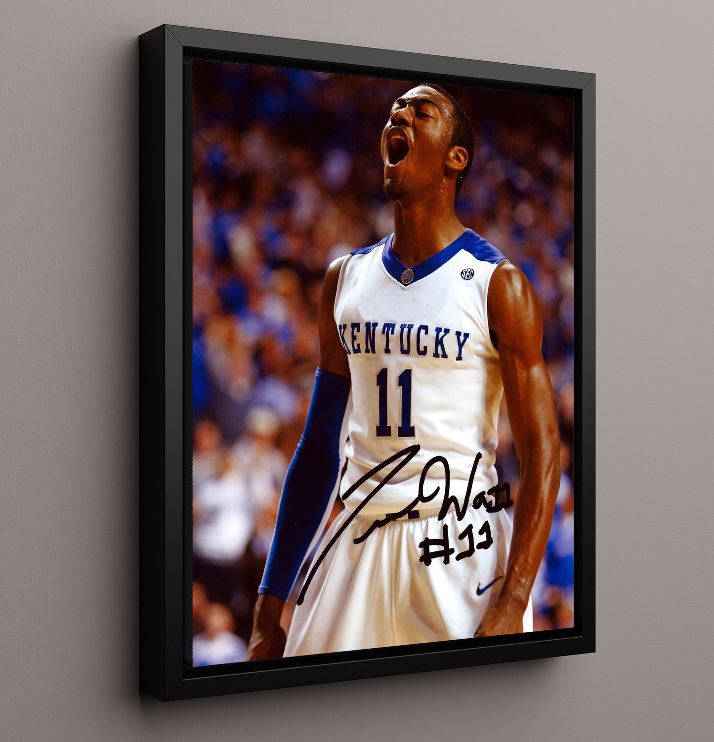 Kentucky Basketball John Wall Roaring Wildcat Energy College Basketball Wall Art 16x20 Framed Canvas college basketball wall art print