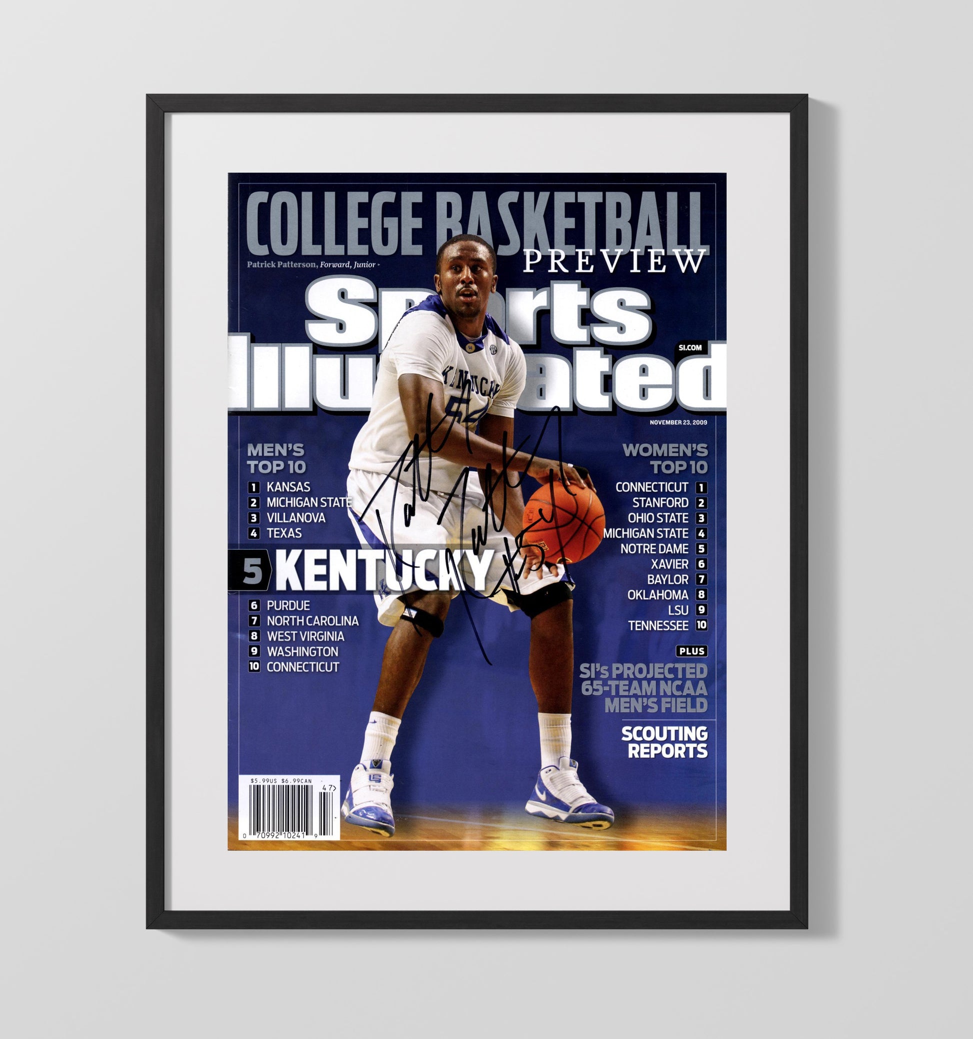 Kentucky Basketball Patrick Patterson Rising Wildcats Preview SI 2009 College Basketball Wall Art 16x20 Gallery Frame college basketball wall art print