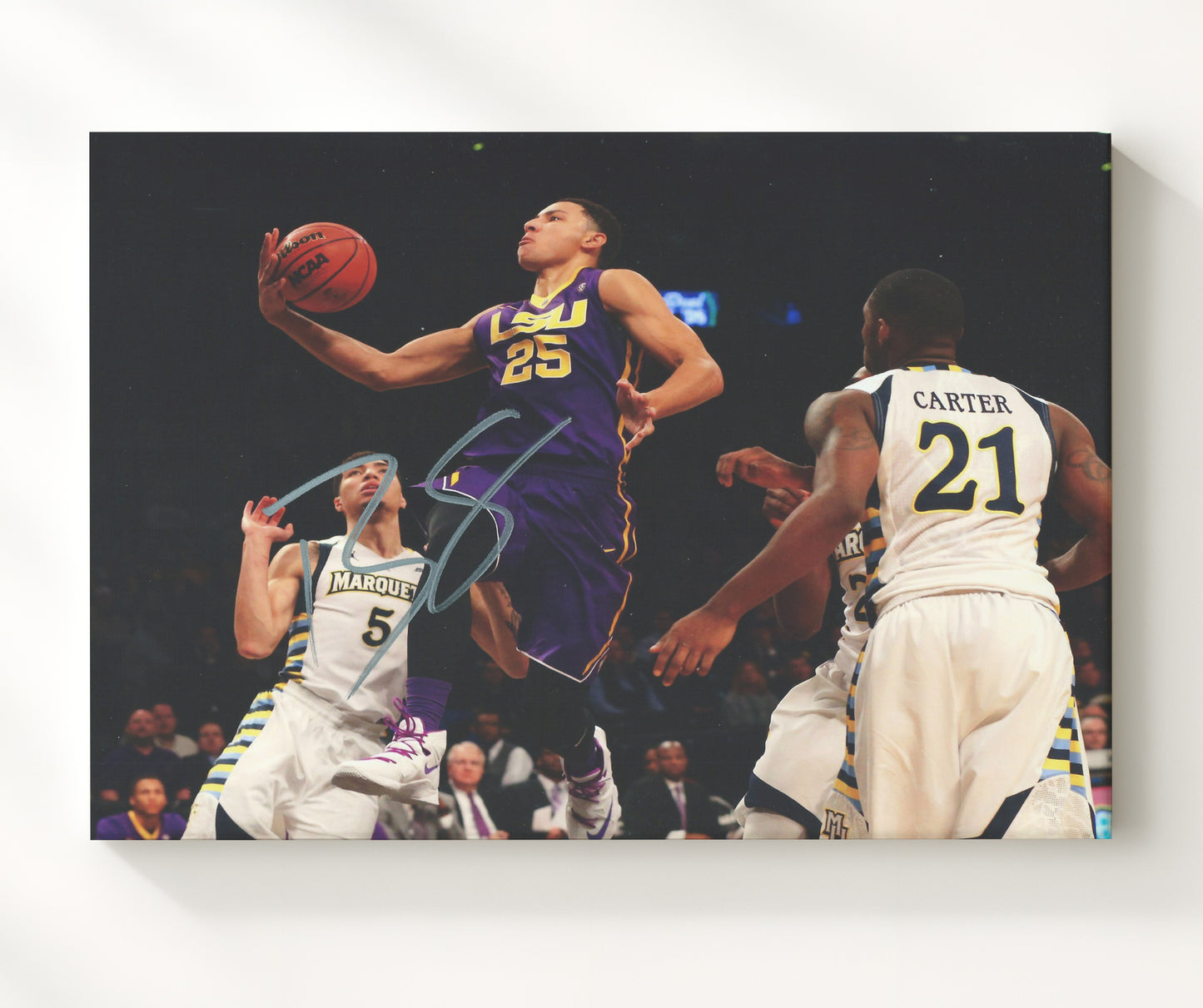 LSU Basketball Ben Simmons Driving Layup Motion College Basketball Wall Art 20x24 Canvas college basketball wall art print