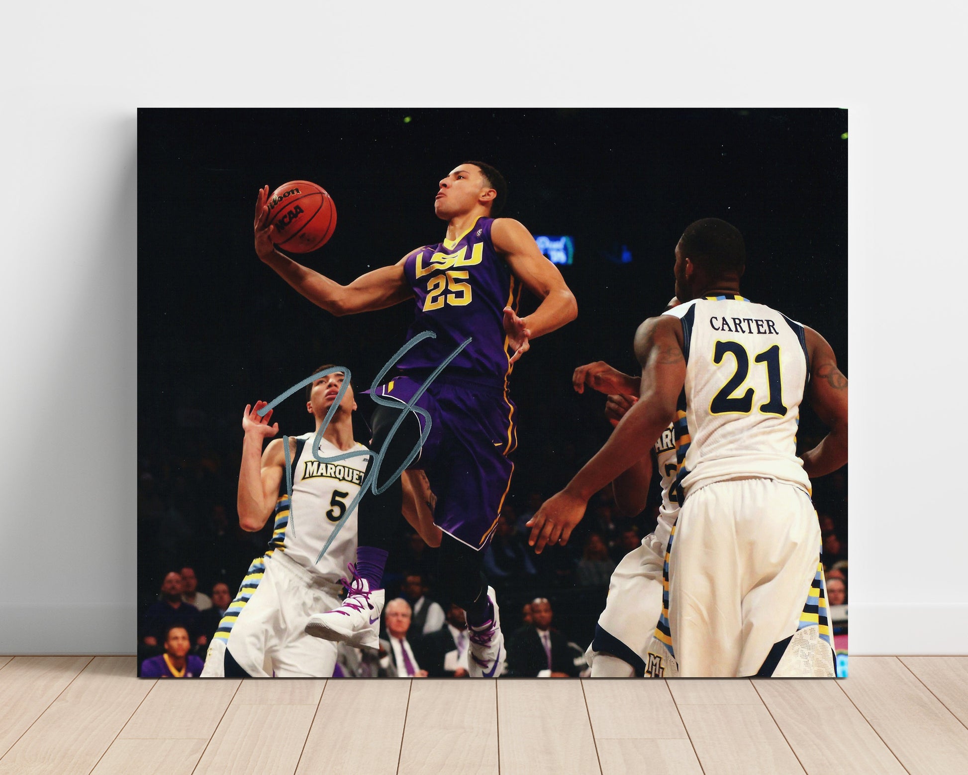 LSU Basketball Ben Simmons Driving Layup Motion College Basketball Wall Art 16x20 Unframed Print college basketball wall art print