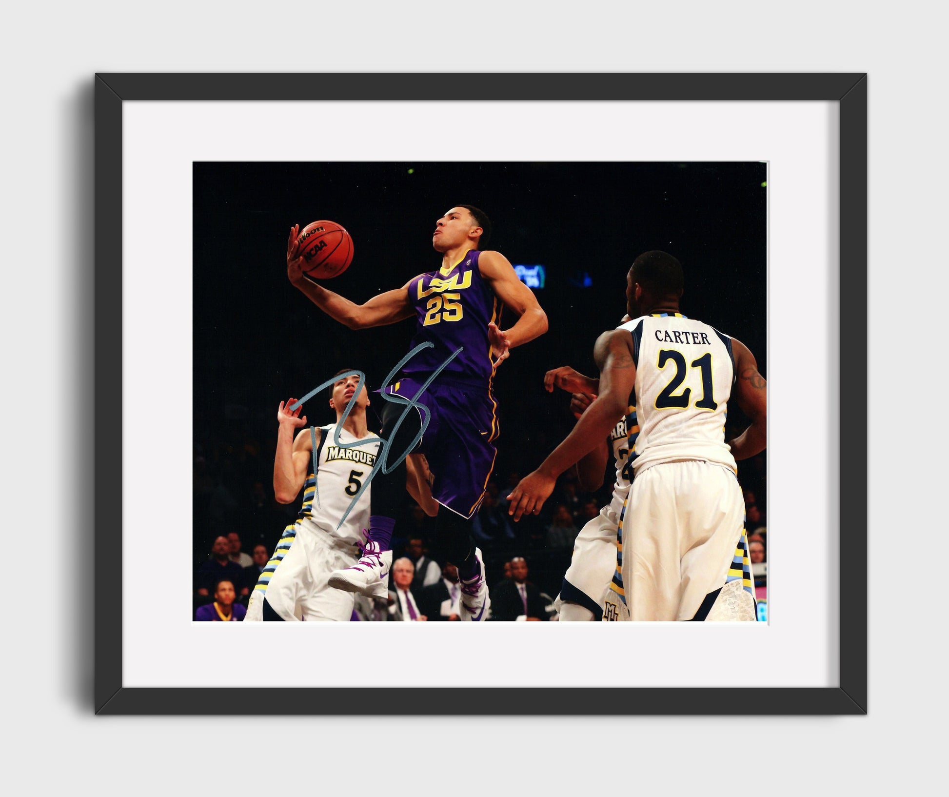 LSU Basketball Ben Simmons Driving Layup Motion College Basketball Wall Art 16x20 Gallery Frame college basketball wall art print